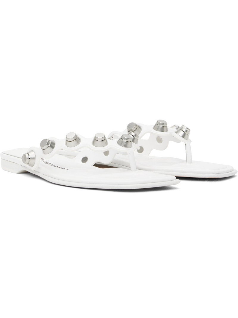 White Rexa Thong Flat Sandals 4