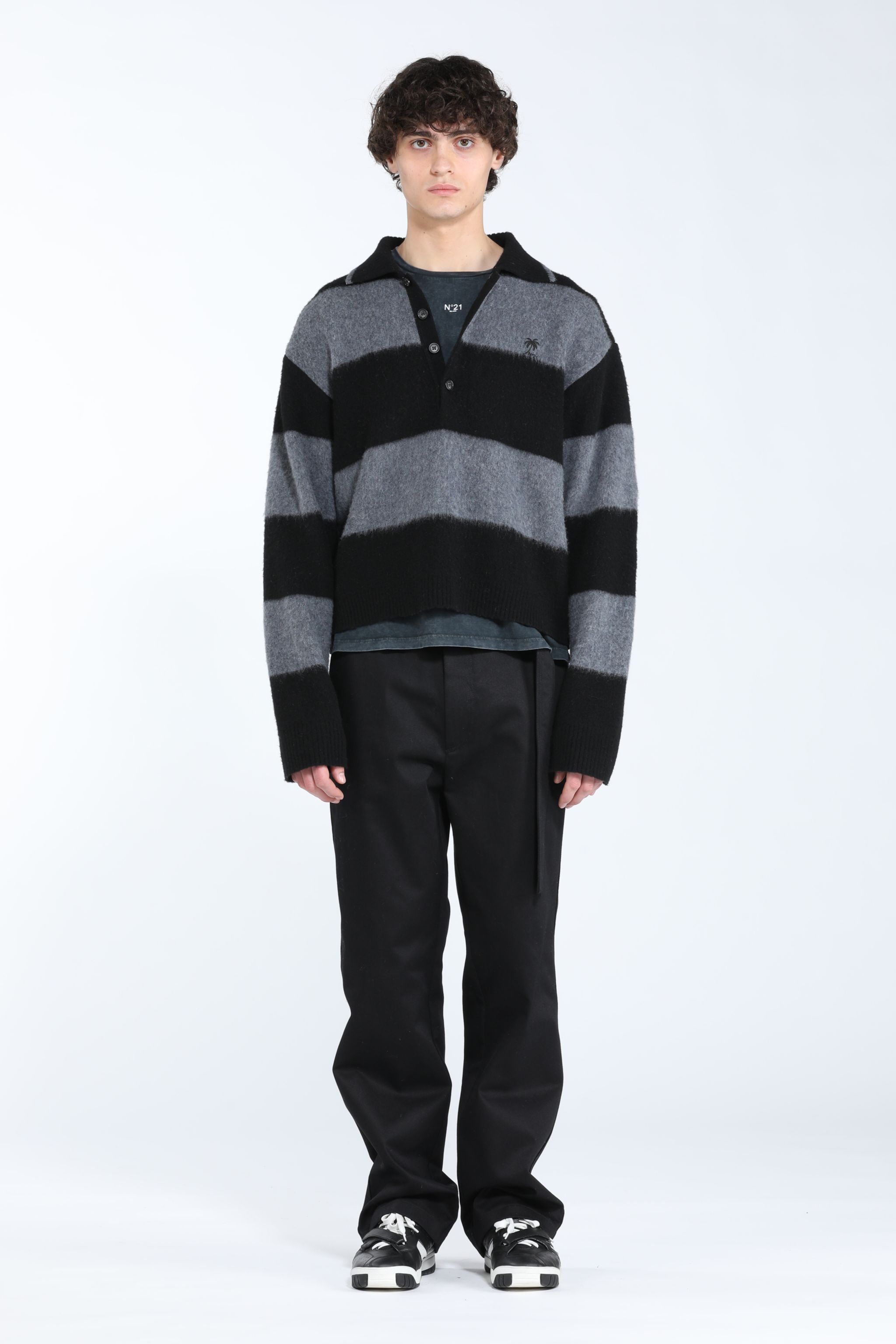 STRIPED WOOL POLO TOP - 4