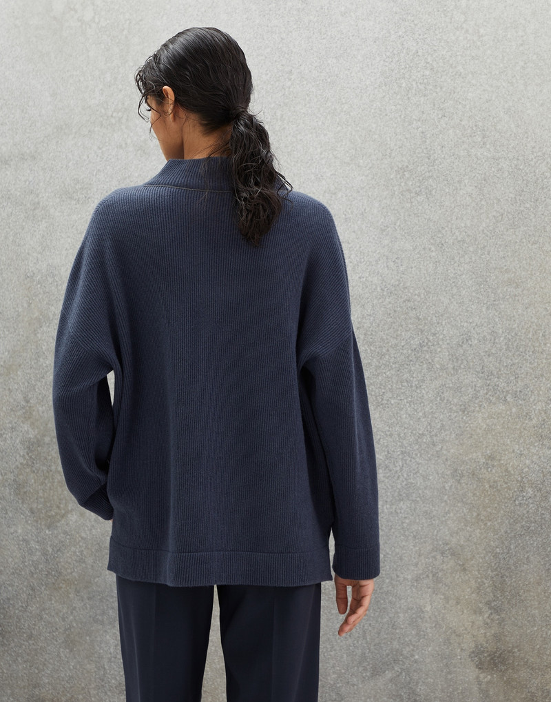 Cashmere English rib mock neck sweater with monili 2