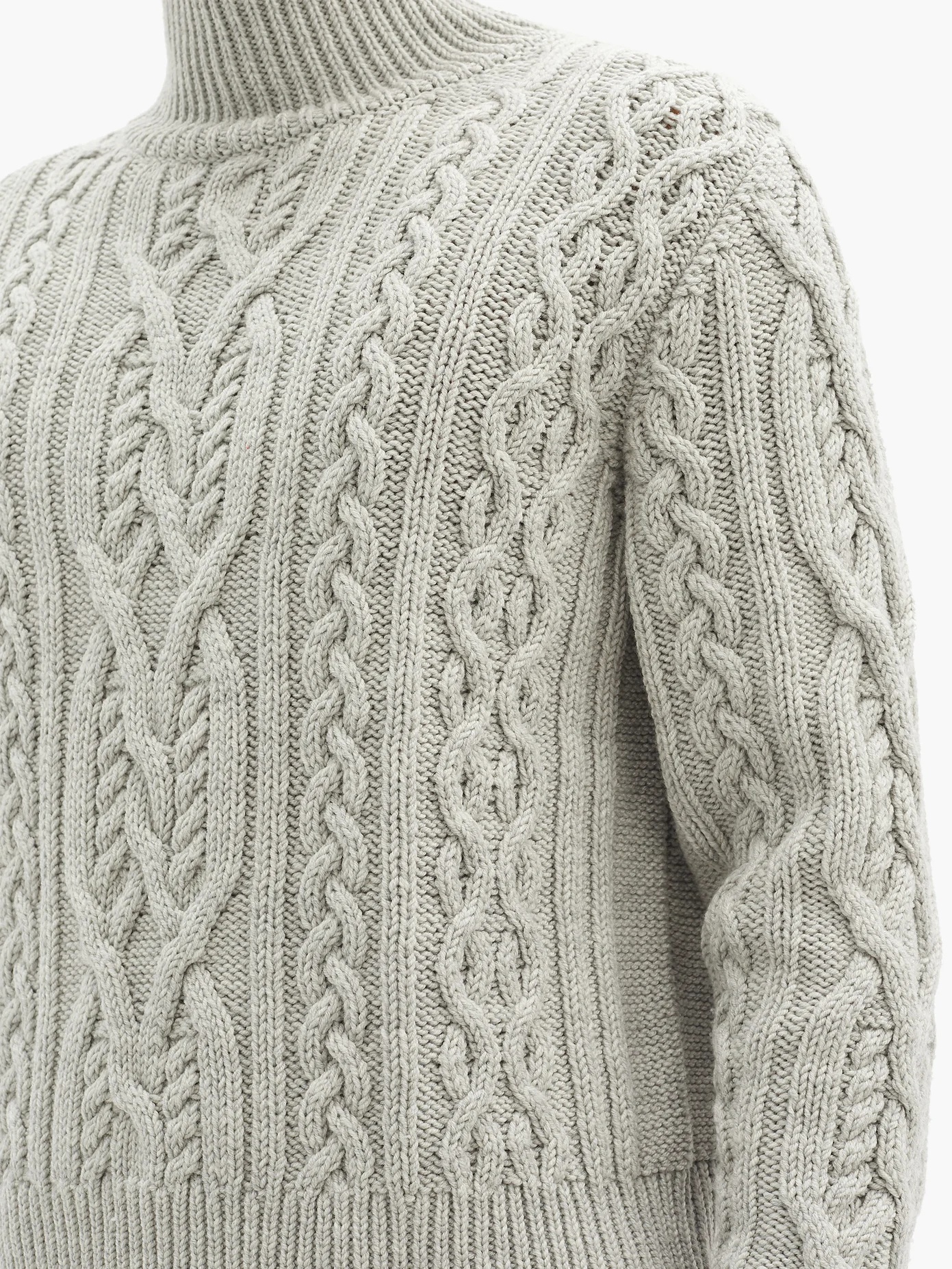 Roll-neck cable-knit wool sweater - 3