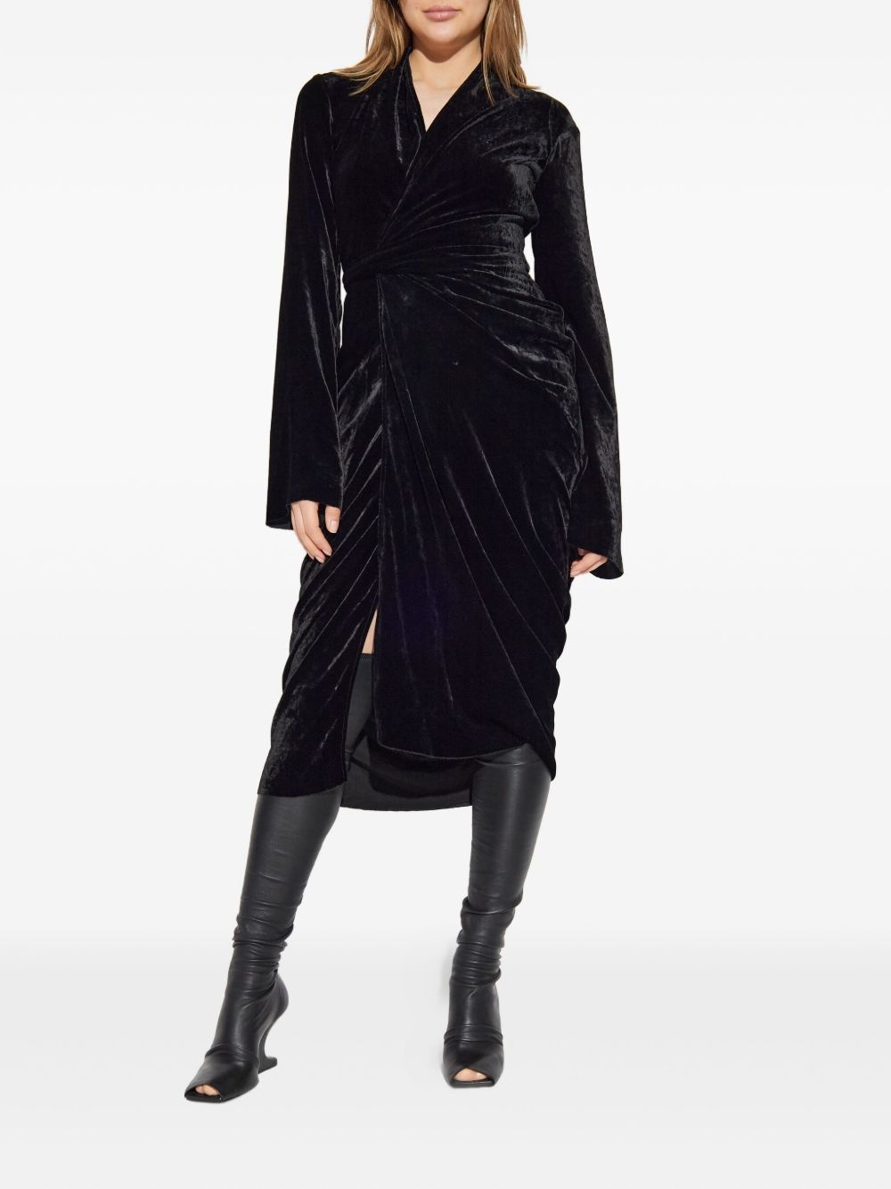 draped velvet dress - 4