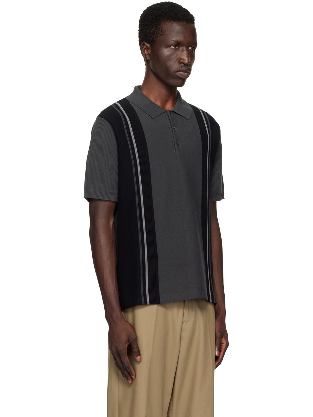 Black & Gray Stripe Polo - 2