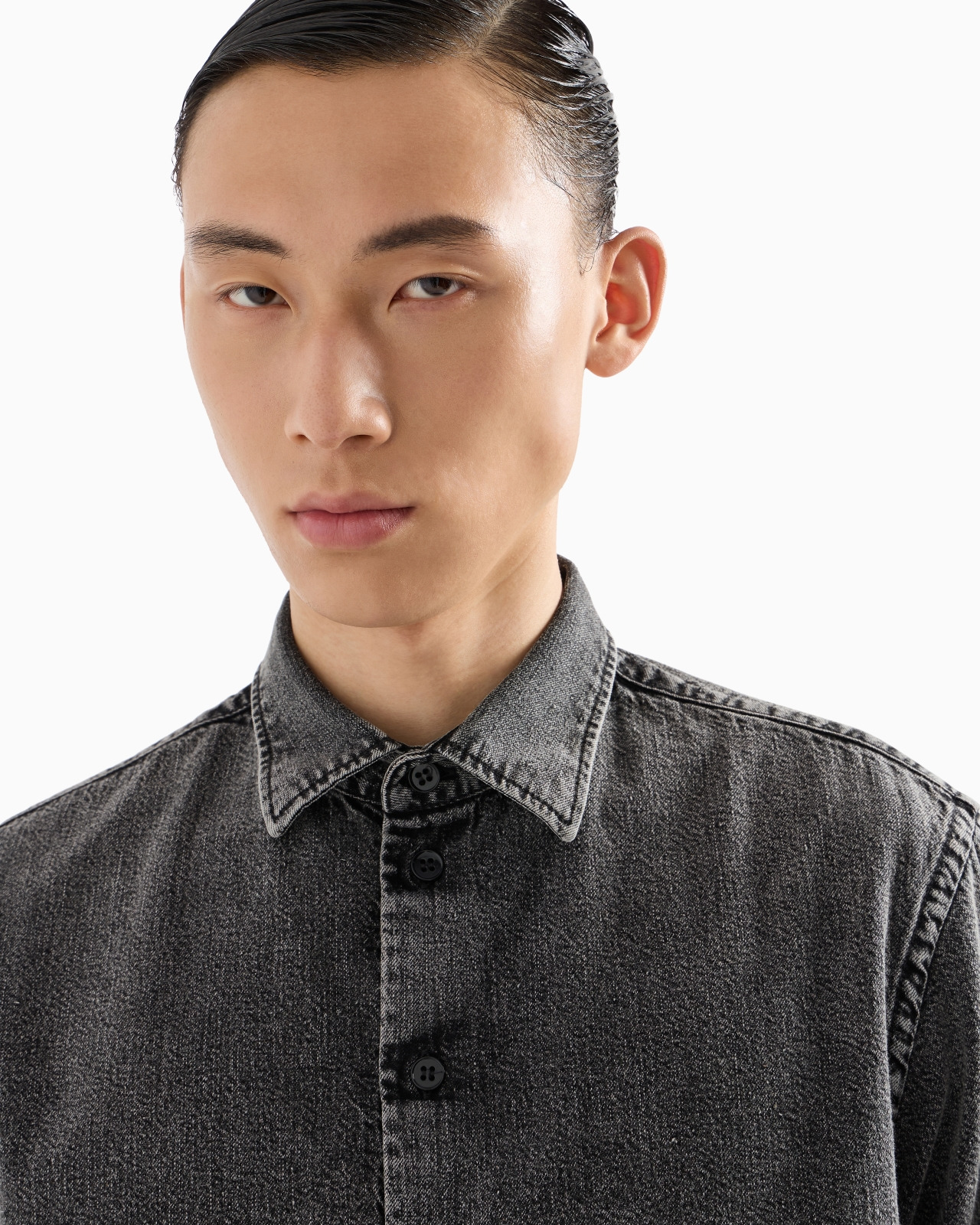 GARMENT-TREATED DENIM SHIRT - 5