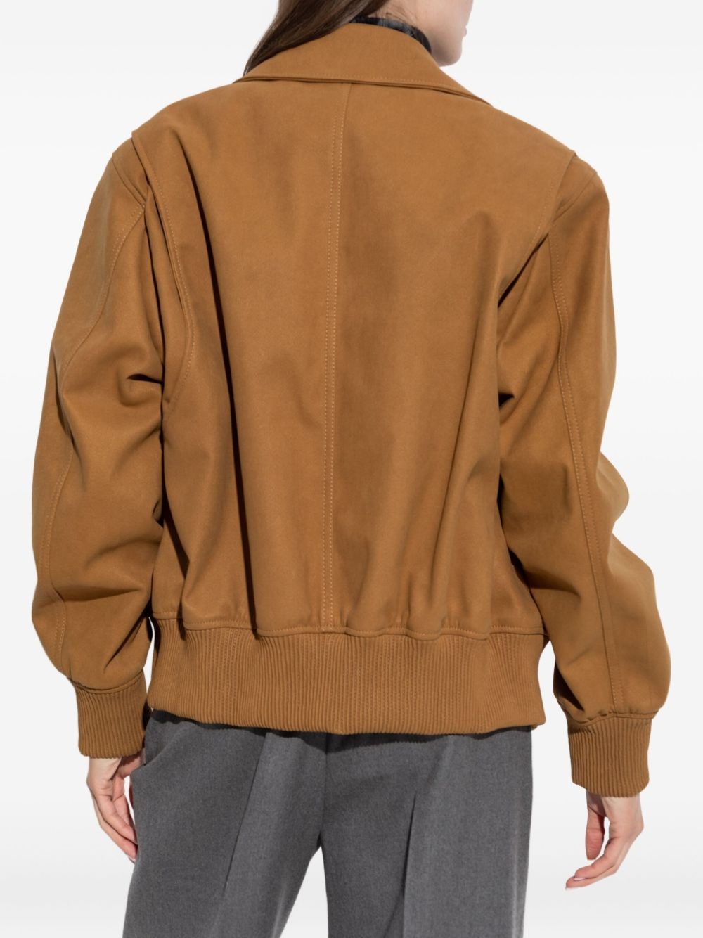 collared ribbed-trim jacket - 4