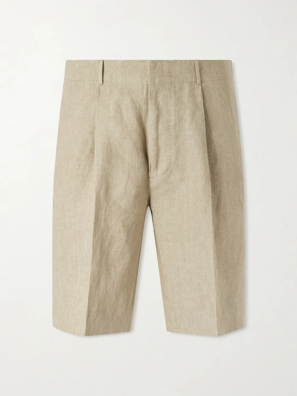 Straight-Leg Pleated Linen Shorts - 1