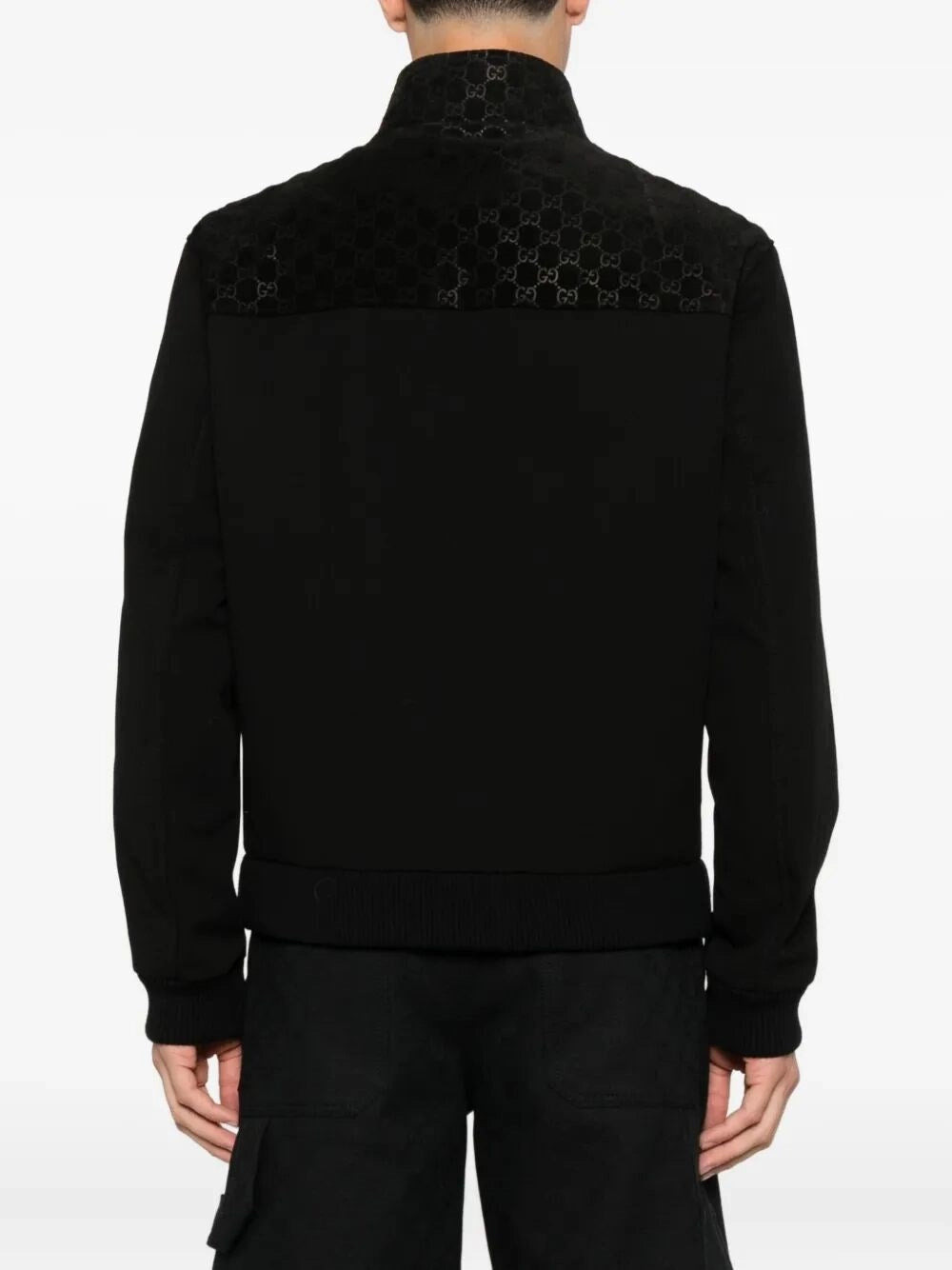 Gucci Men `Gg` Leather Bomber Jacket - 5