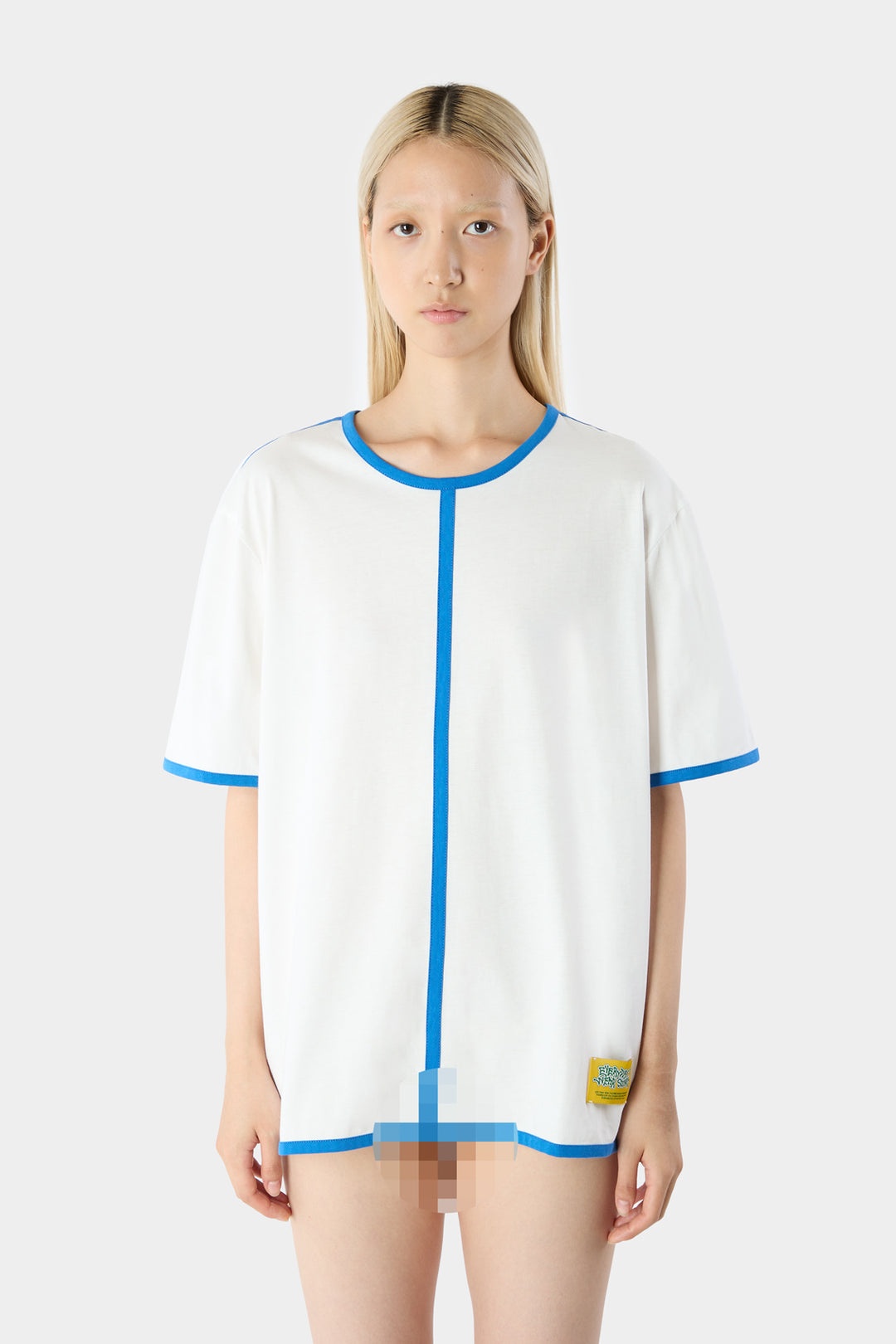 CLASSIC T-SHIRT WITH PROFILE / white & dark navy - 3