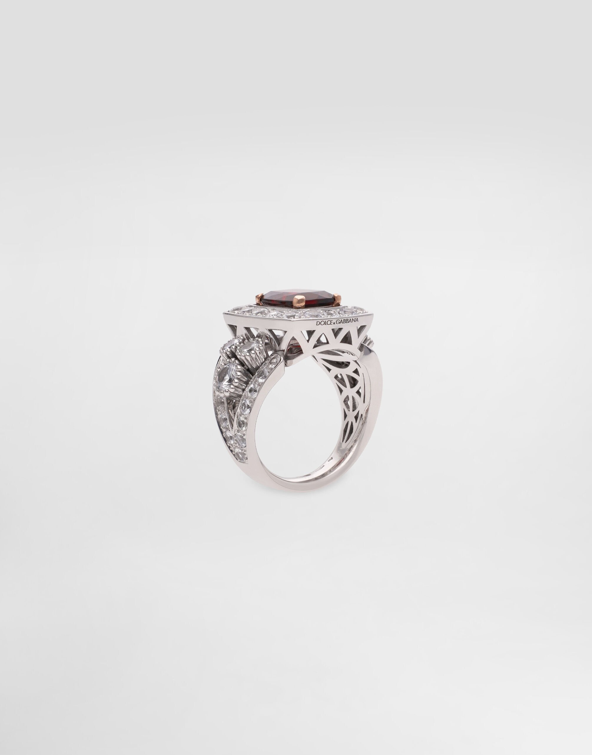 Eleganza Ring 18-carat white and rose gold, garnet, and sapphires - 3