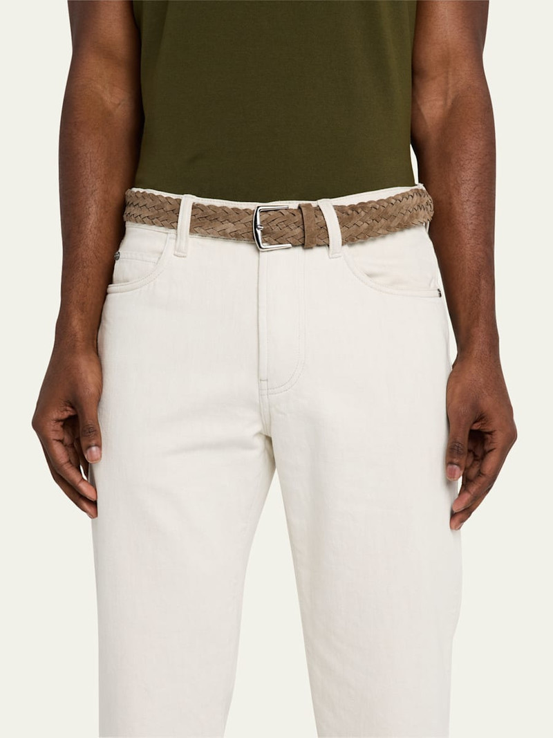 Loro Piana Men's Alsavel Braided Suede Belt outlook
