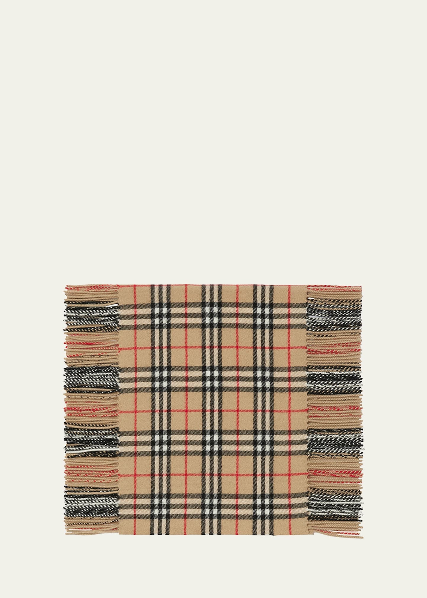 Vintage Check Fringe Cashmere Scarf - 3