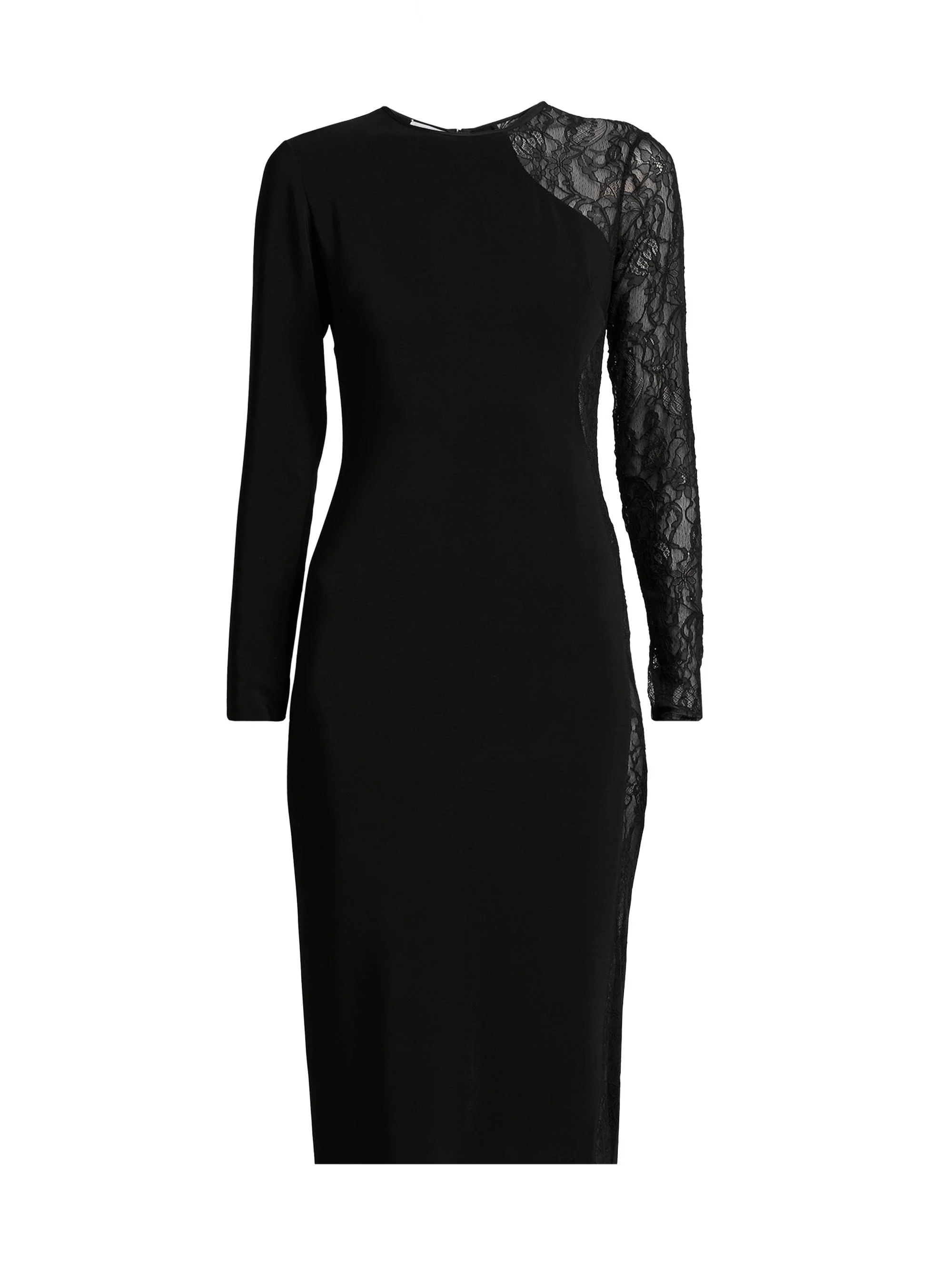 Women's Sheer Paneled Knee-Length Dress - Black - 1