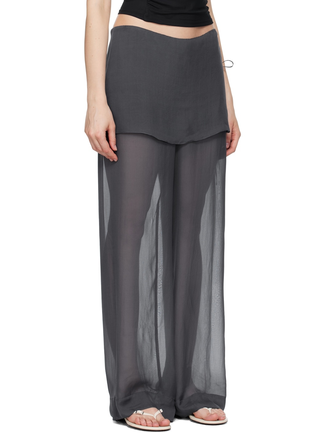 Navy Silk Archive Trousers - 2