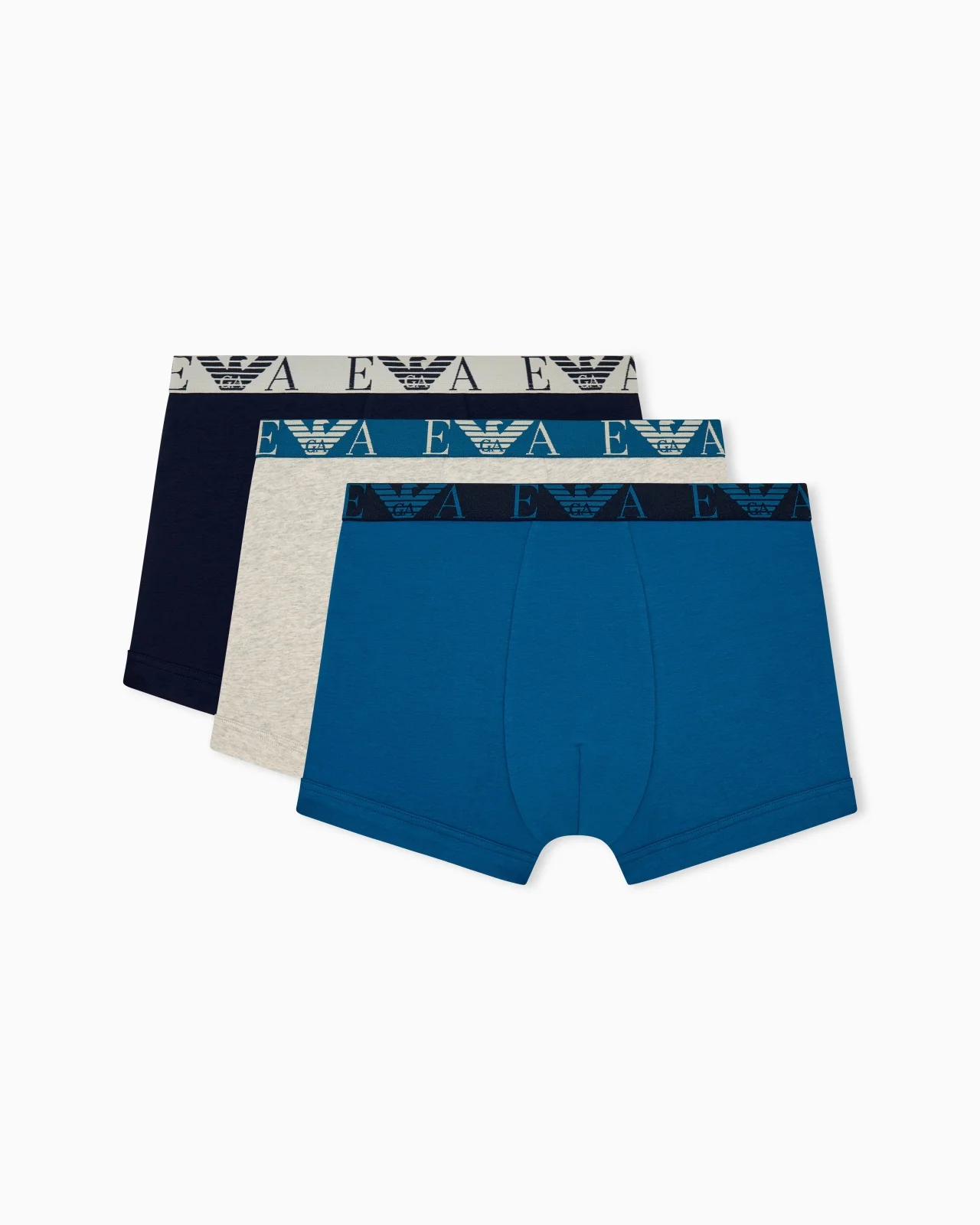 REGULAR FIT 3-PACK JERSEY TRUNKS WITH A BOLD MONOGRAM - 1