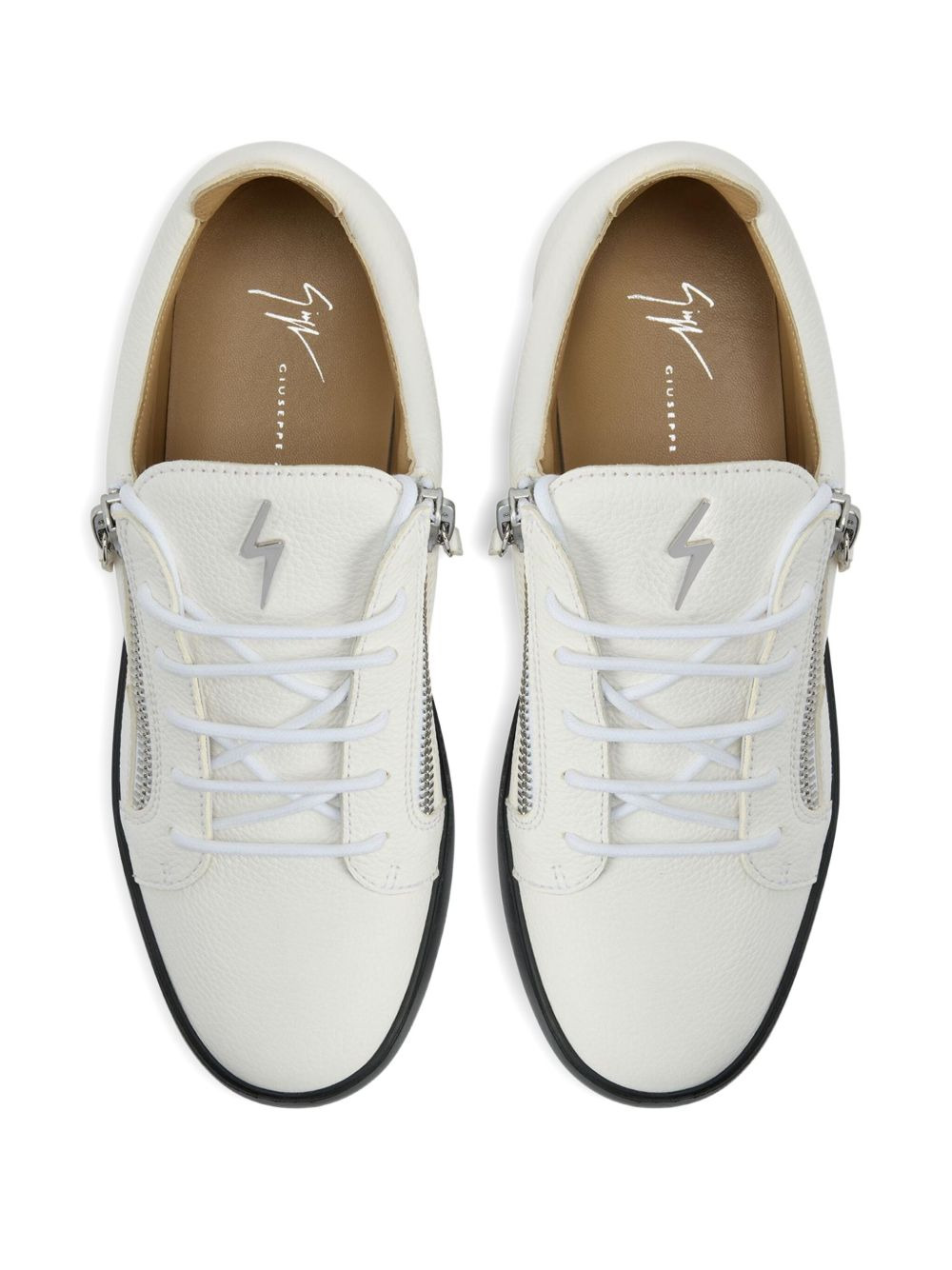 zip-detail leather low-top sneakers - 4