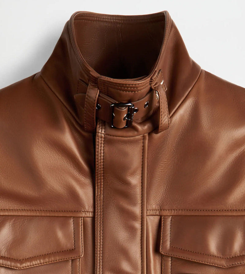 RACING JACKET IN LEATHER - BROWN 7