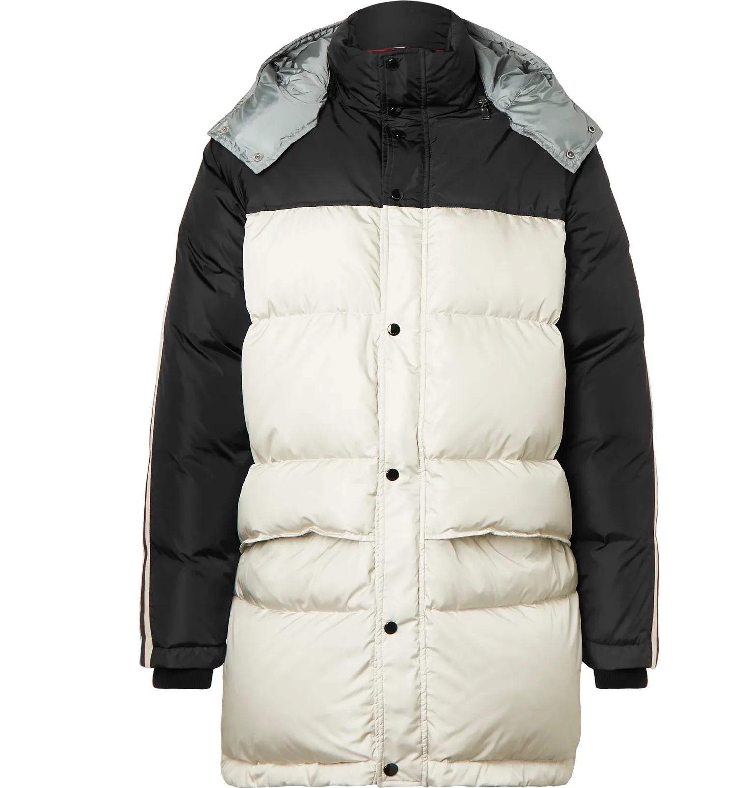 Webbing-Trimmed Quilted Shell Hooded Down Jacket - 1