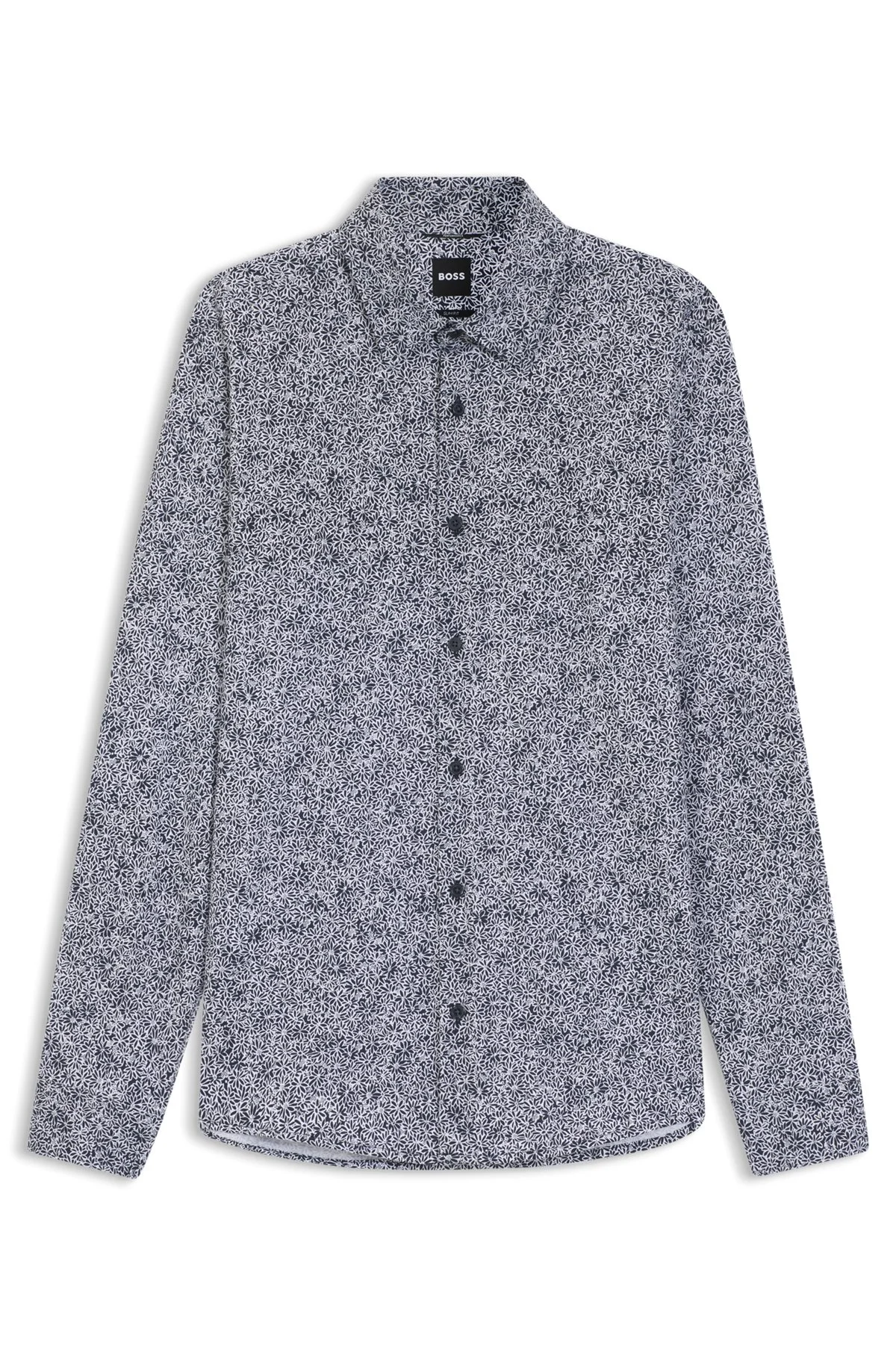 PRINTED SLIM-FIT SHIRT IN A COTTON BLEND - 1