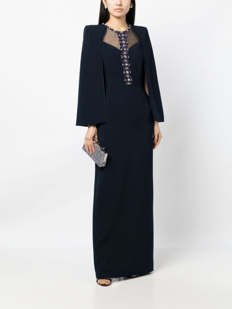 JENNY PACKHAM Lucille crystal-embellished cape dress outlook