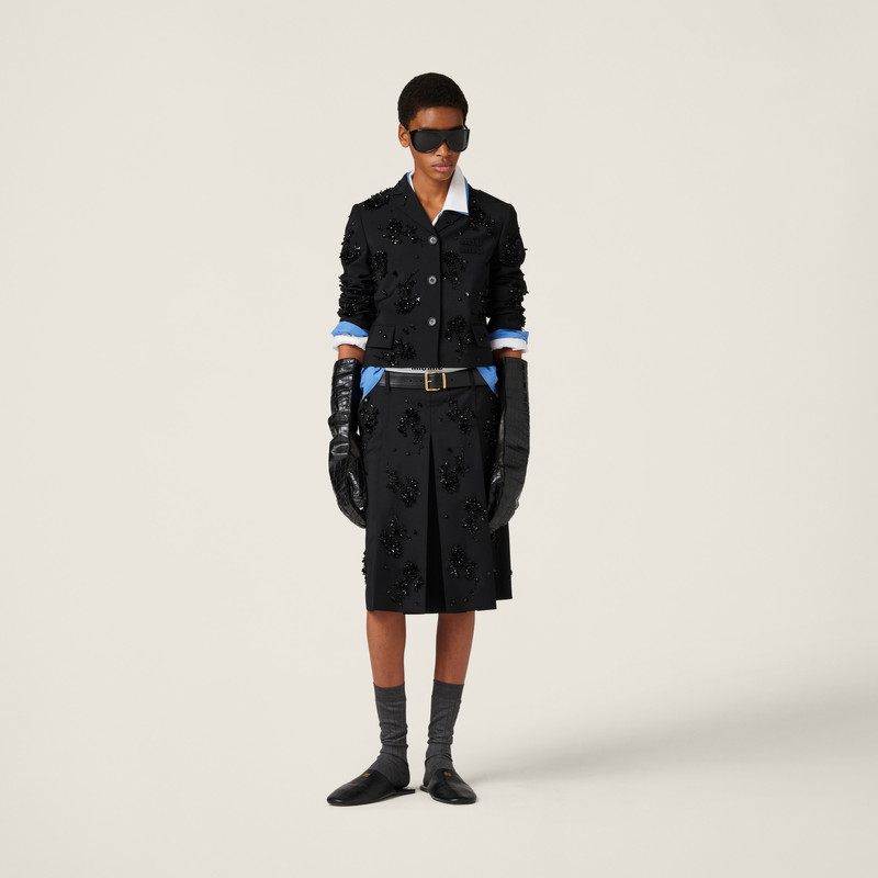 Miu Miu Embroidered kid mohair skirt outlook