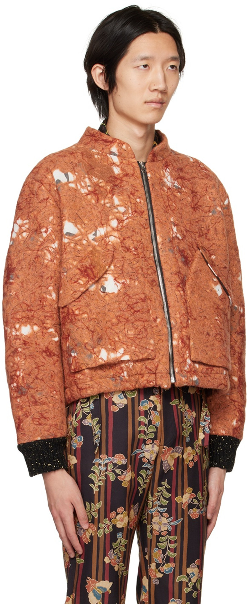 vitelli Orange Graphic Bomber Jacket outlook