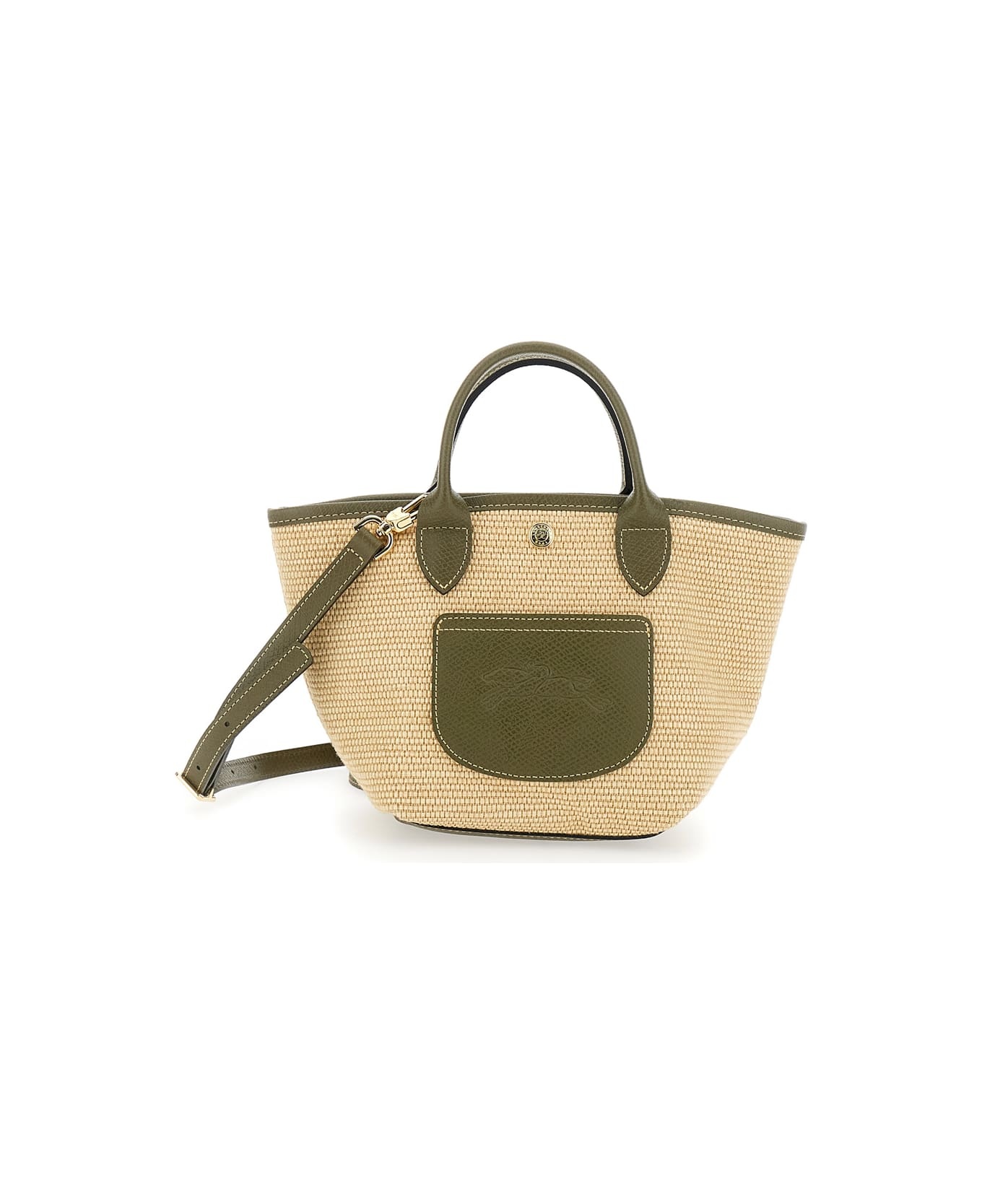 'le Pliage Xs' Green Handbag With Logo Embossed On The Front In Fabric And Leather Blend Woman - 1