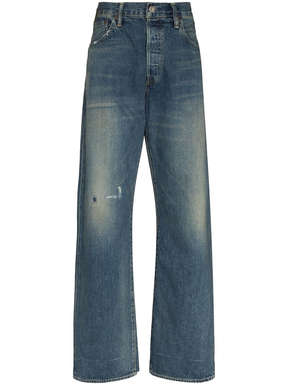 13.5 OZ distressed straight-leg jeans - 1