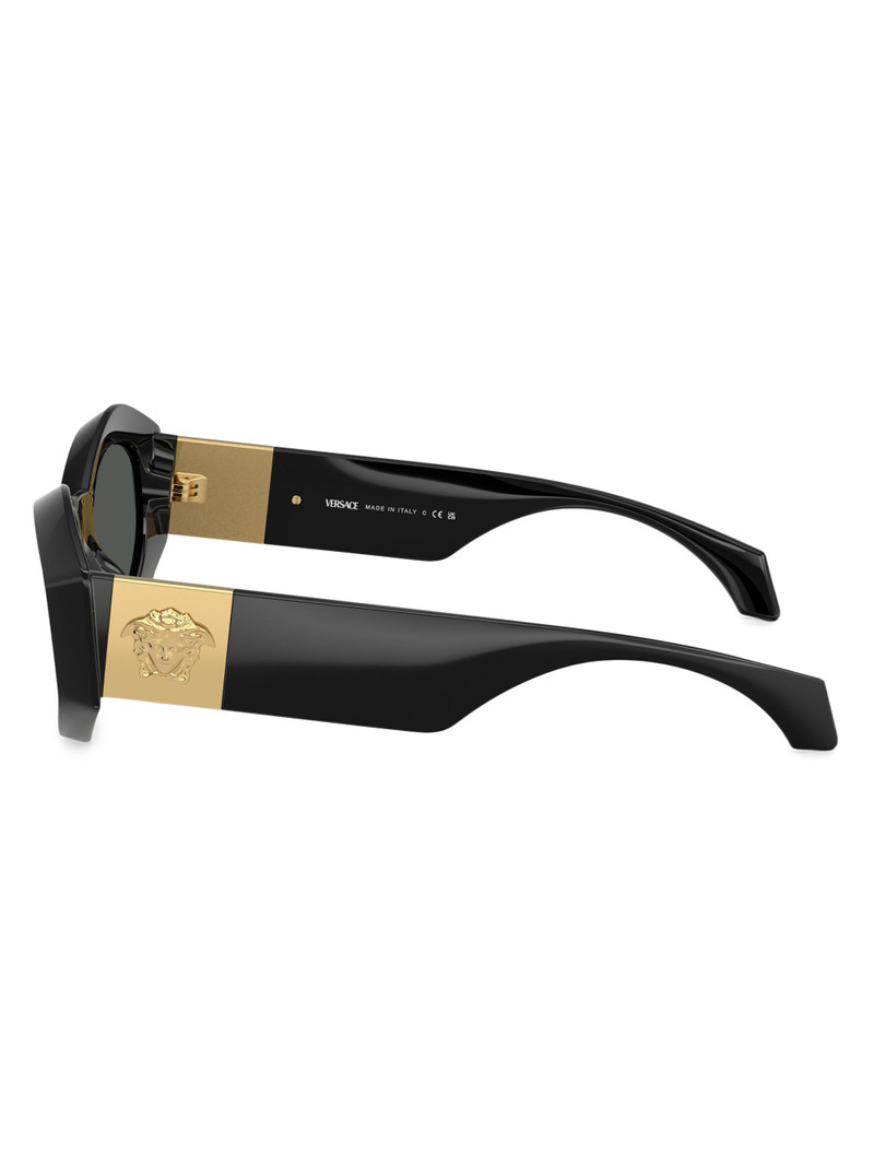 Women's 54MM Geometric Sunglasses - Black Gold Dark Grey 3