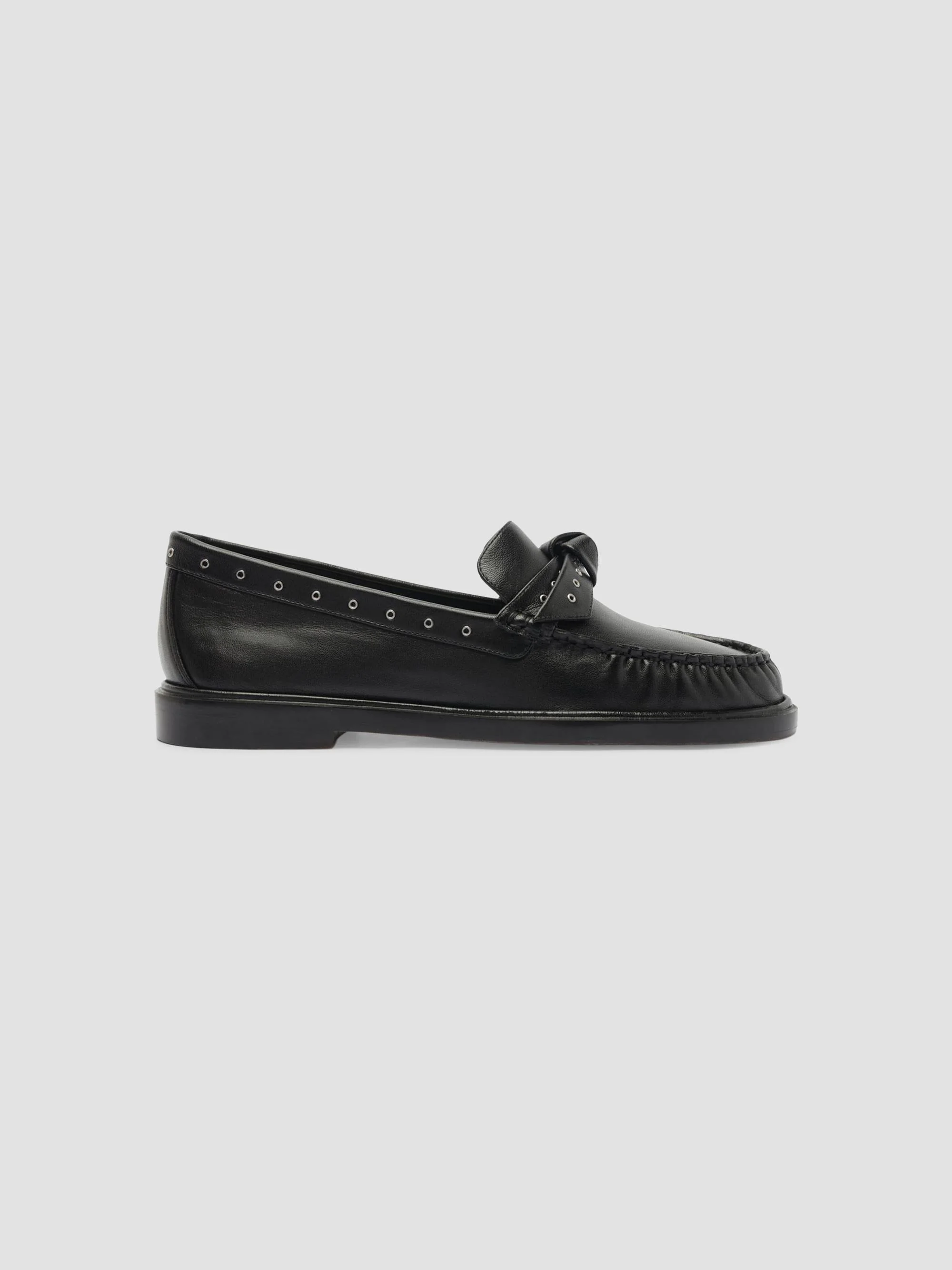 Women's Clarita Mini-Eyelet Leather Loafers - Black - 1