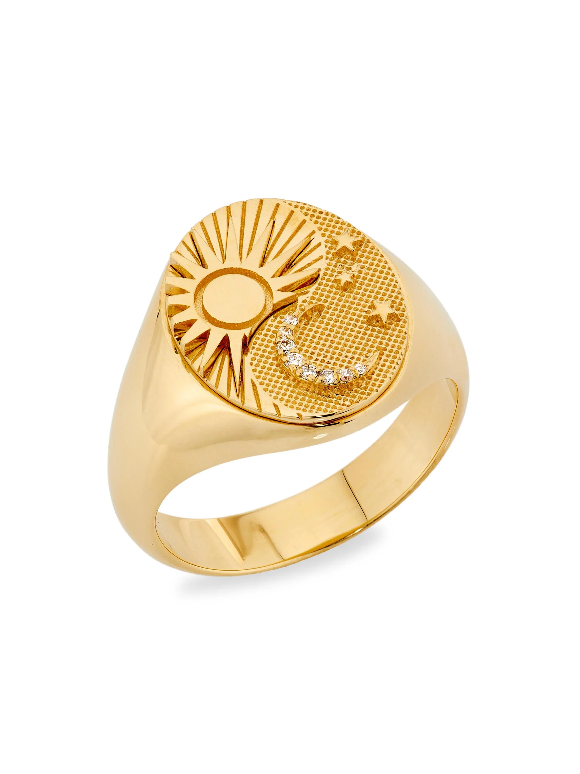 Women's Astrology Balance 18K White & Yellow Gold & 0.025 TCW Diamond Signet Ring - Gold - 1