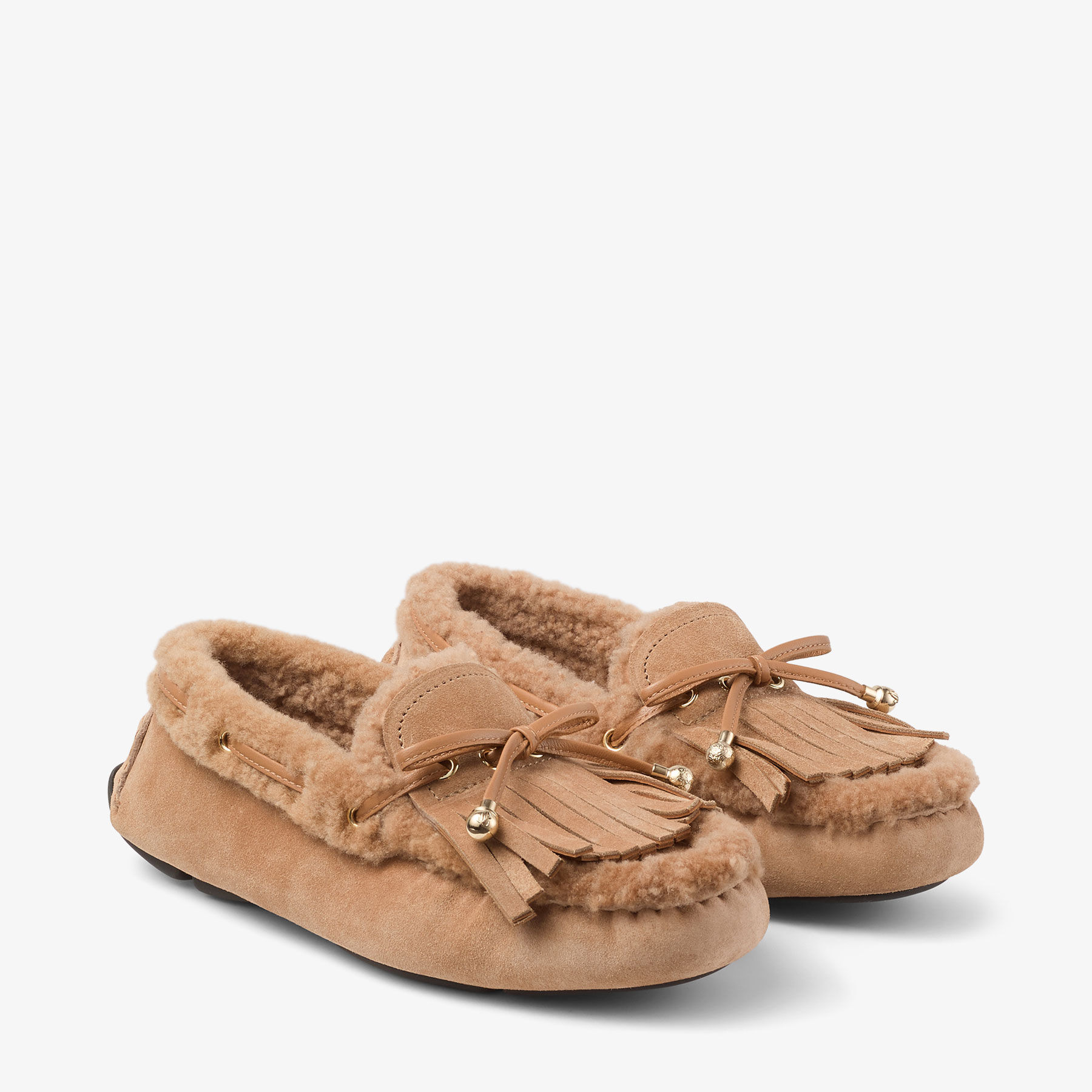 Manon F
Toffee Velvet Suede Loafers with Shearling - 2