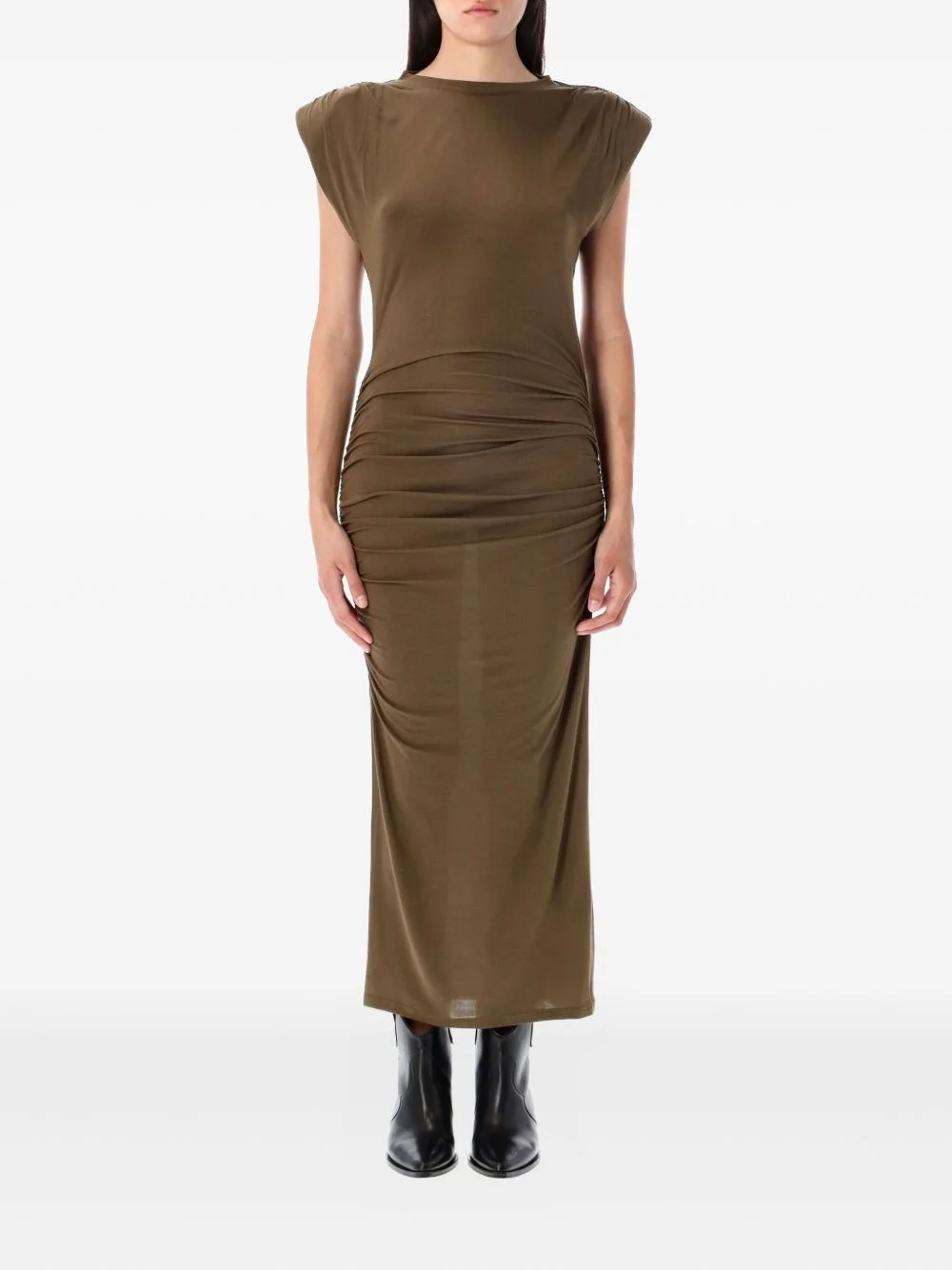 padded-shoulder midi dress - 1