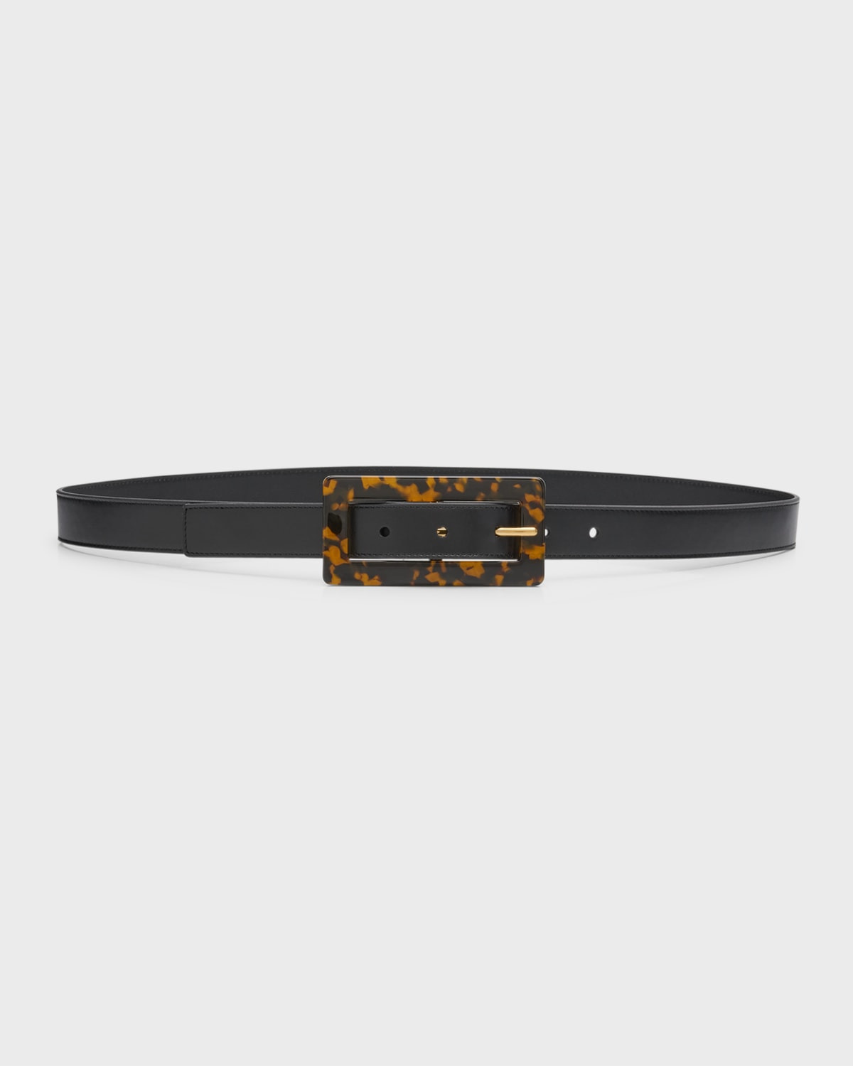 Smooth Leather Belt With Rectangular Buckle - 1