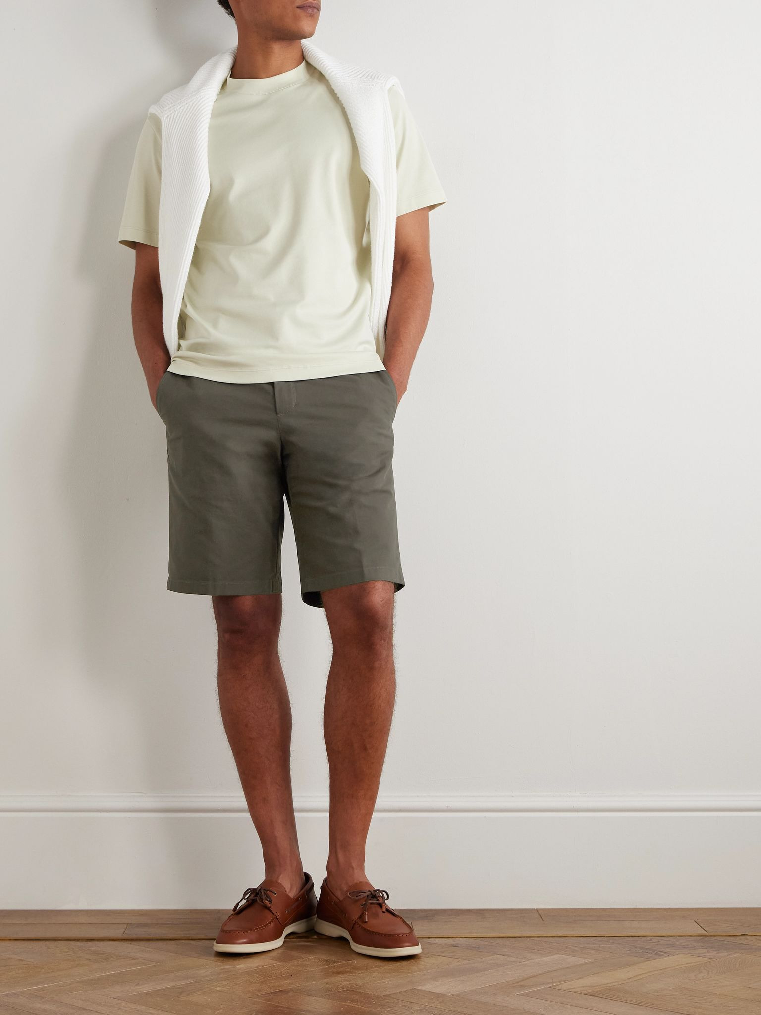 Jarno Straight-Leg Stretch-Cotton Bermuda Shorts Green - 2