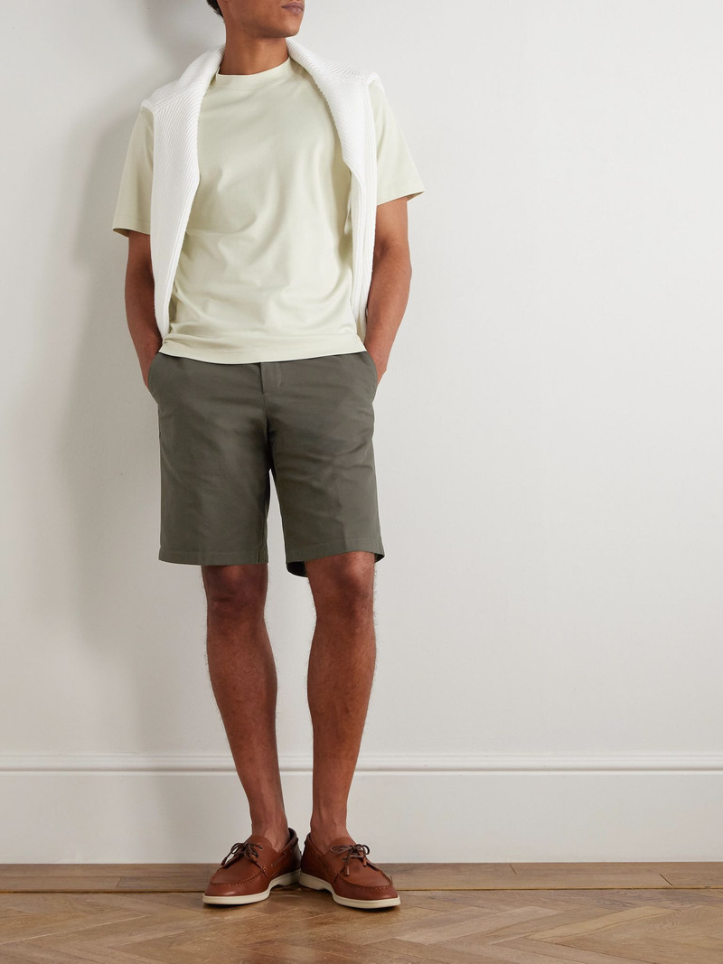 Loro Piana Jarno Straight-Leg Stretch-Cotton Bermuda Shorts Green outlook