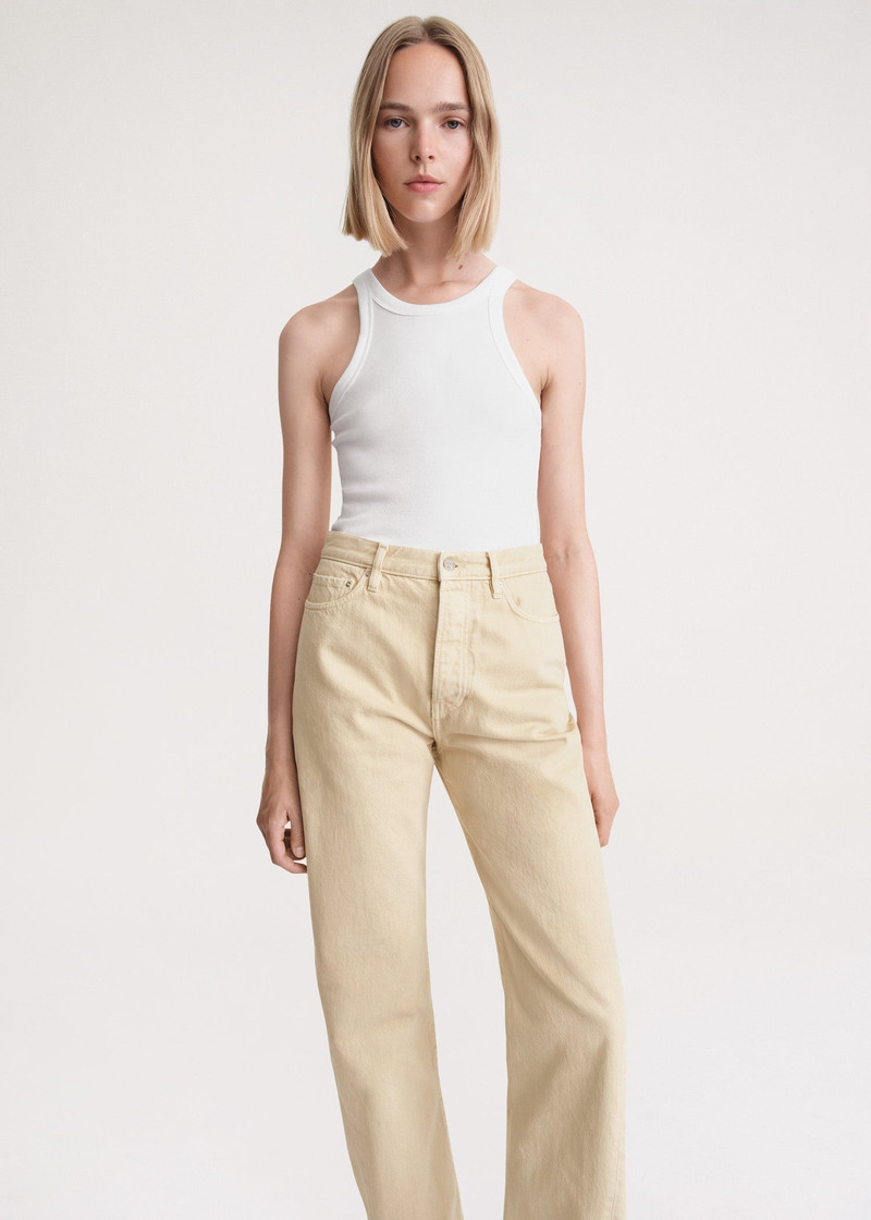 Twisted seam denim full length washed beige 5