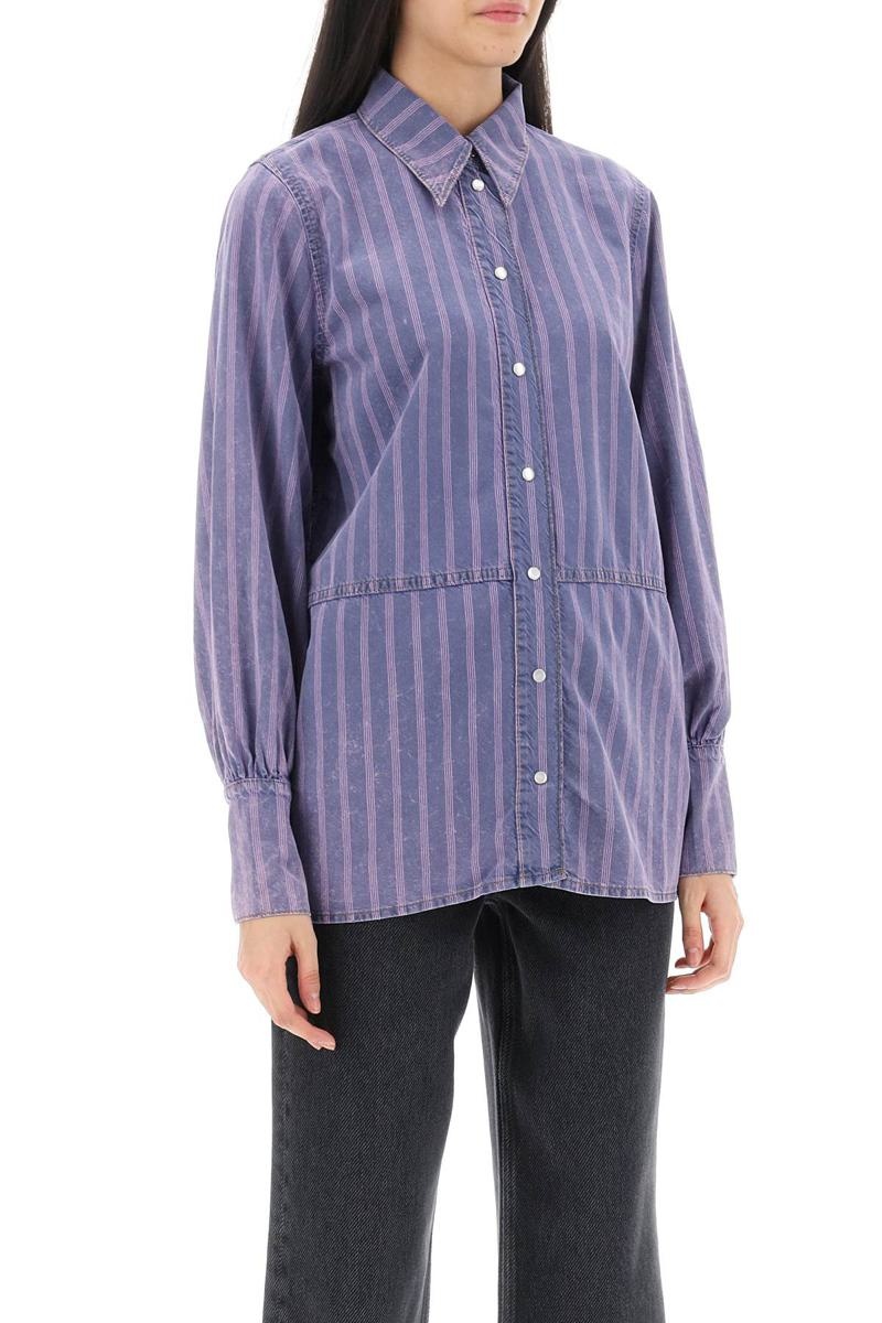 GANNI STRIPED DENIM SHIRT - 2