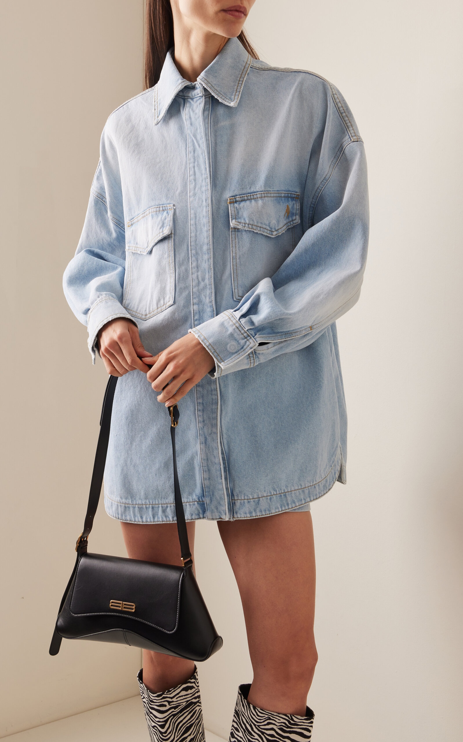 Oversized Cotton Short Coat light wash - 2