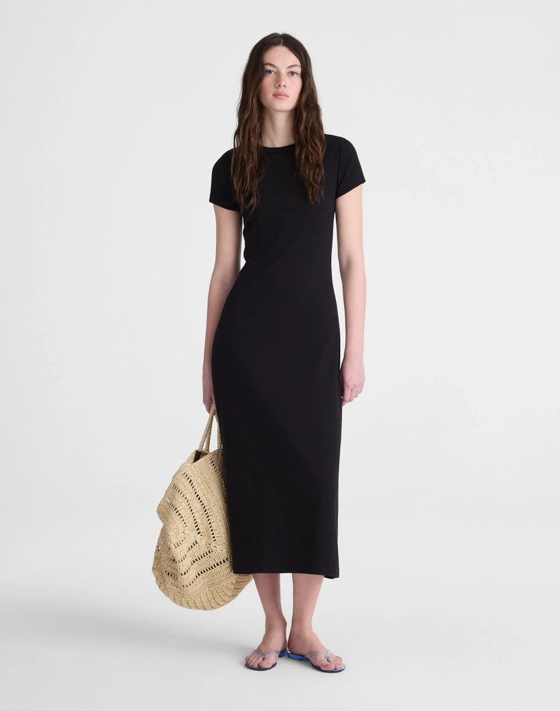 Crewneck Maxi T-Shirt Dress in Compact Cotton 2