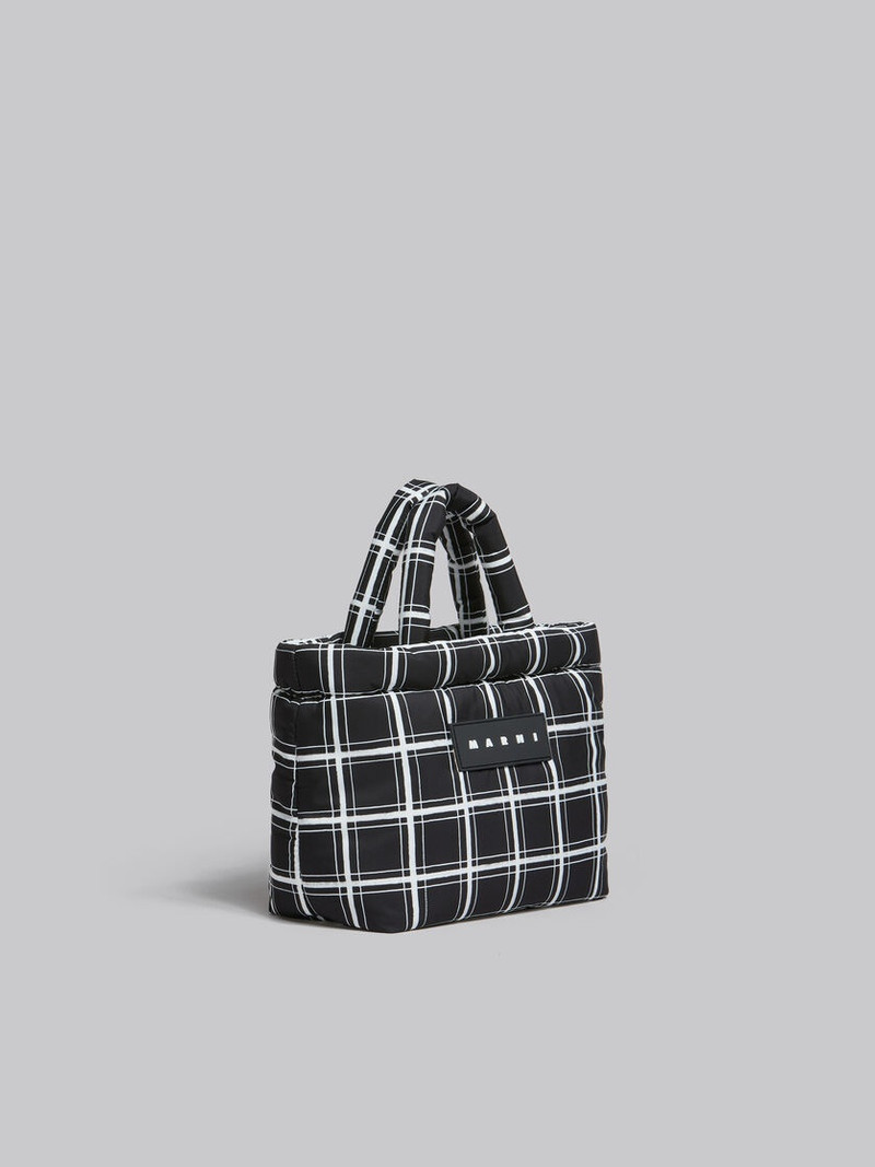 BLACK CHECKED PUFF MINI TOTE BAG 6