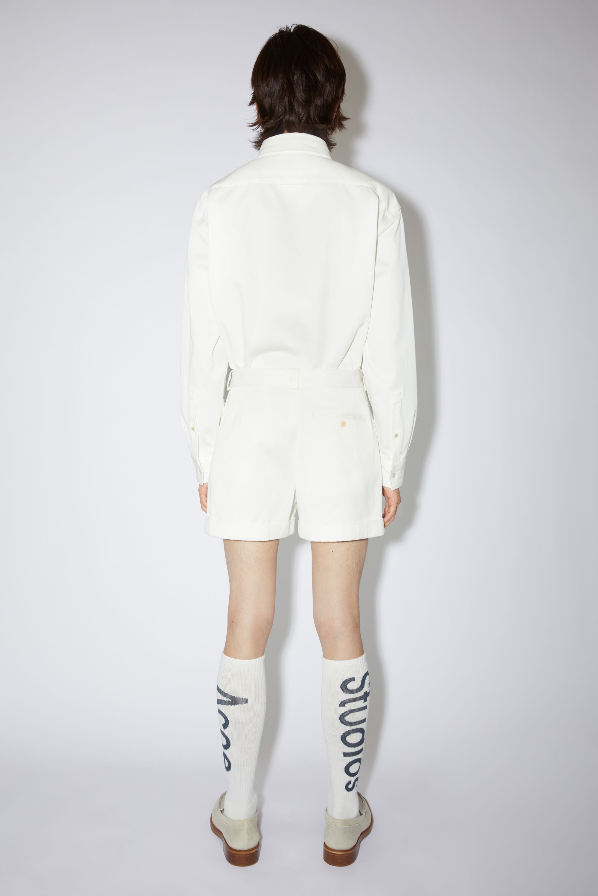 Twill pleated shorts - White - 3