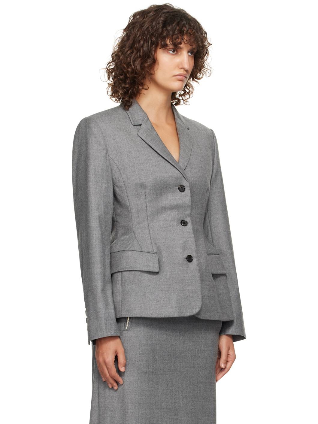 Gray Hourglass Single Blazer - 2