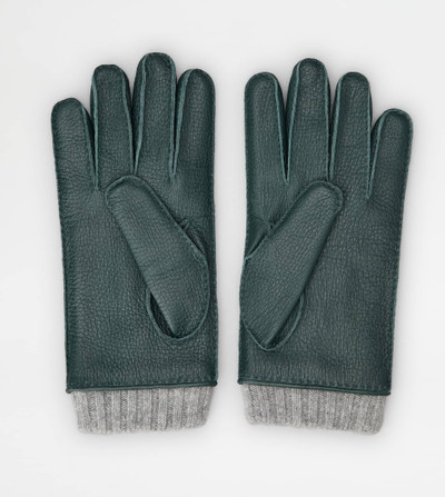 Tod's TOD'S GLOVES IN LEATHER AND CASHMERE - GREEN outlook