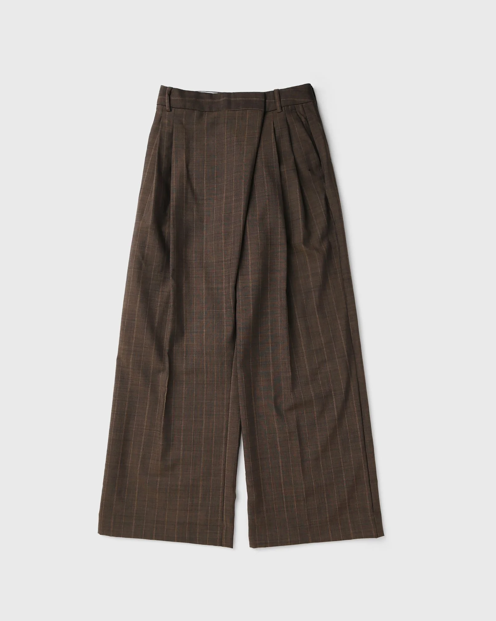 Light Wool Melange Stripe Wrap Pants - 1