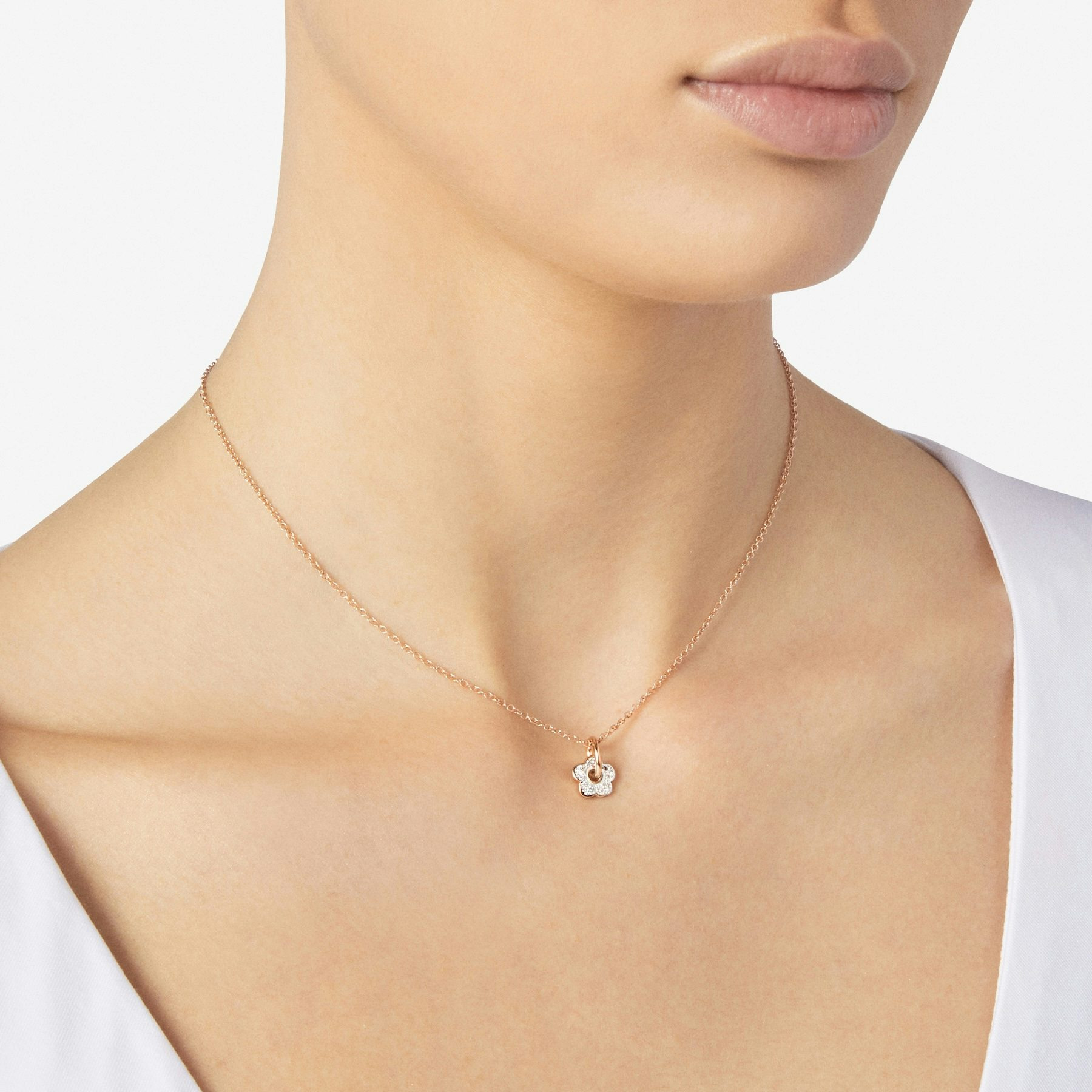 ROSE GOLD & WHITE DIAMOND FLOWER CHARM - 3