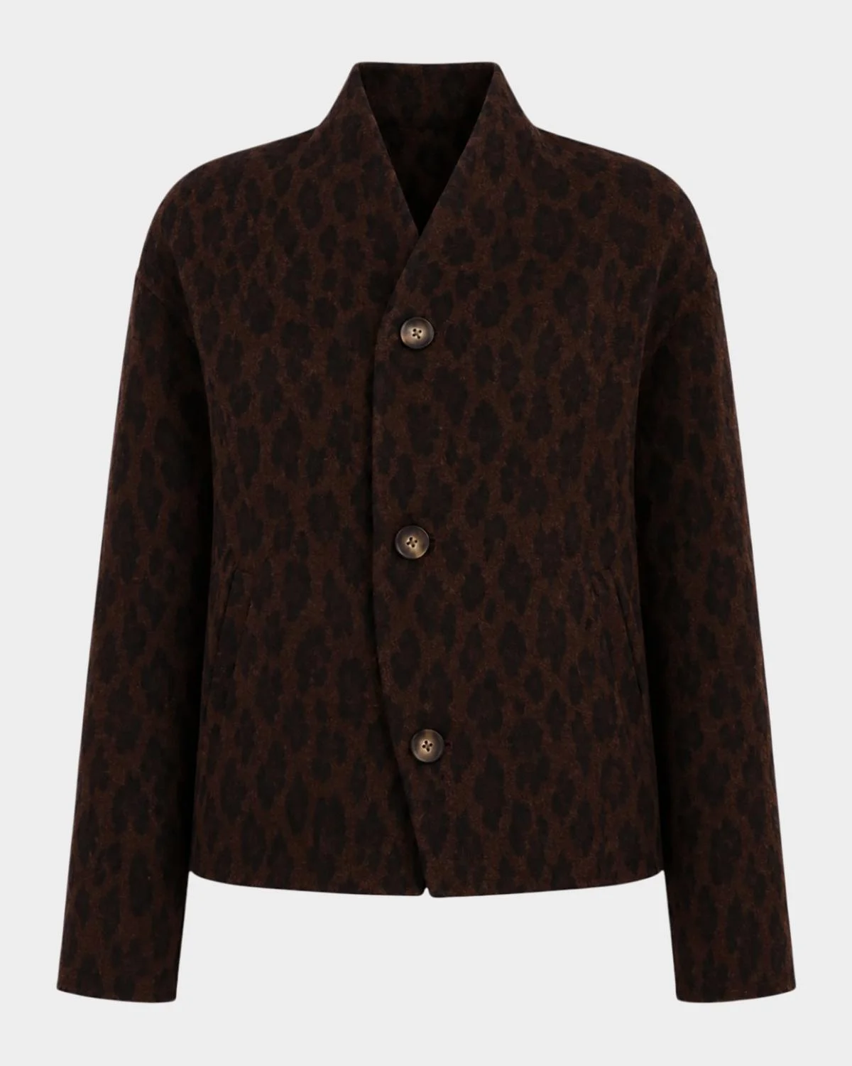 Hania Double-Face Wool-Blend Leopard Jacket - 1