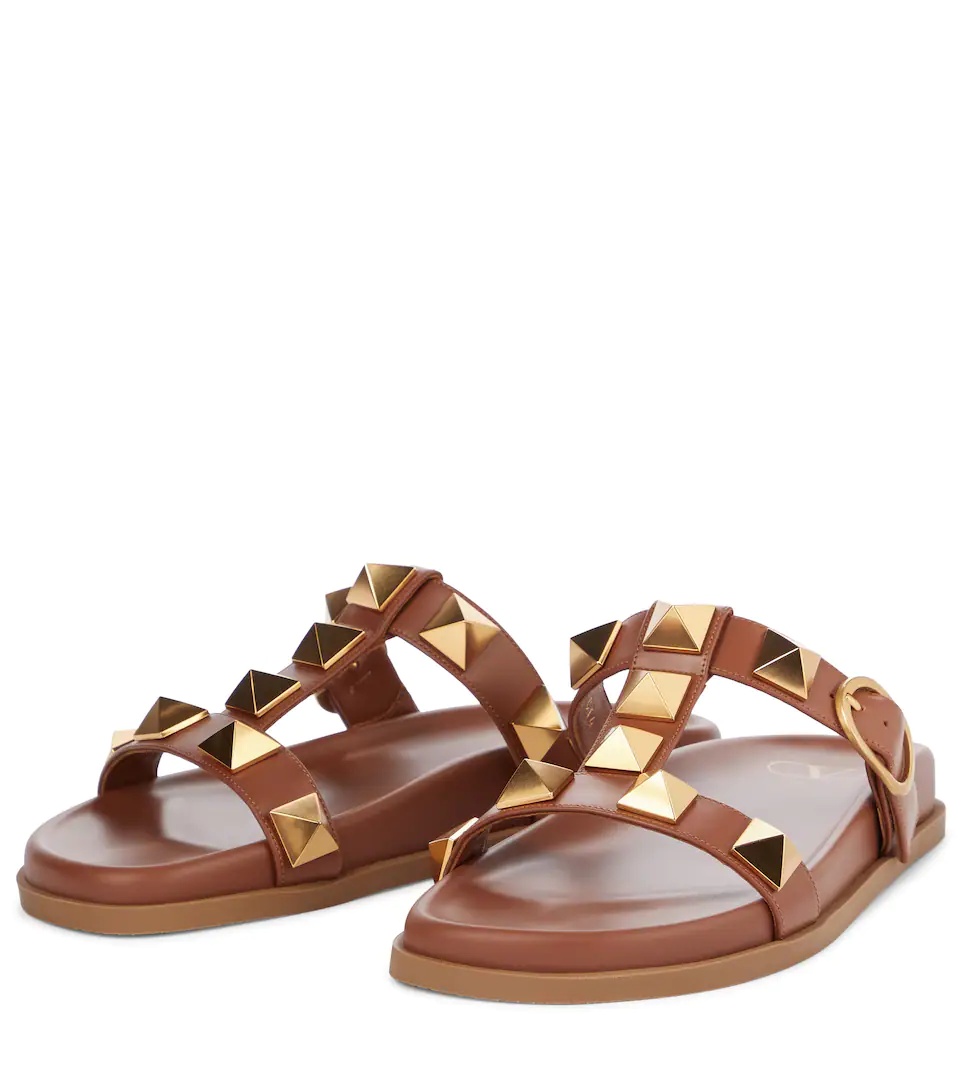 Roman Stud leather slides - 5