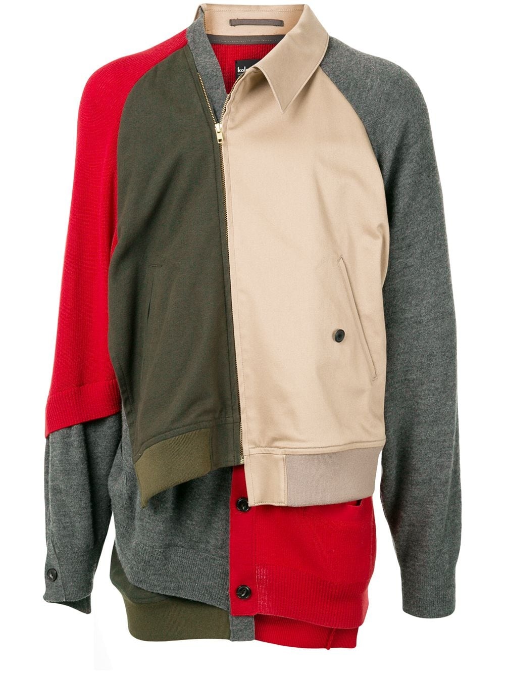 asymmetric colour-block jacket - 1