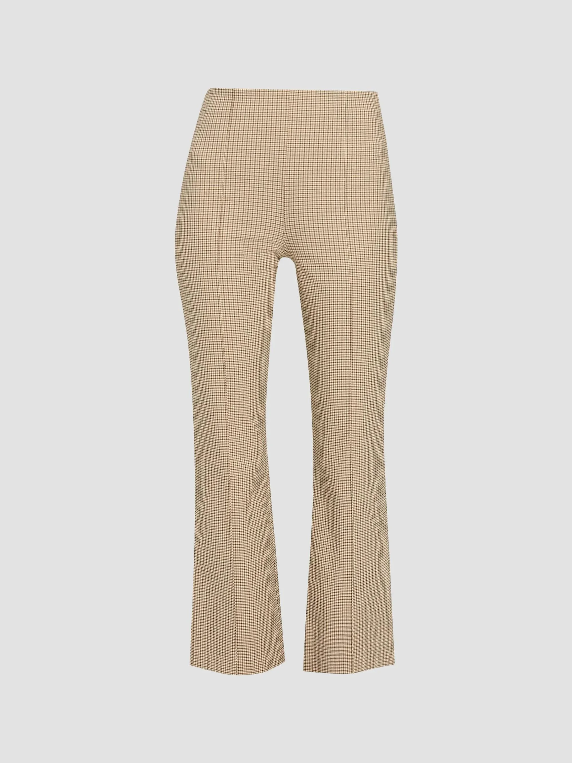 Women's Niki Mid-Rise Plaid Crop Flare Pants - Oak Buff Check - 1