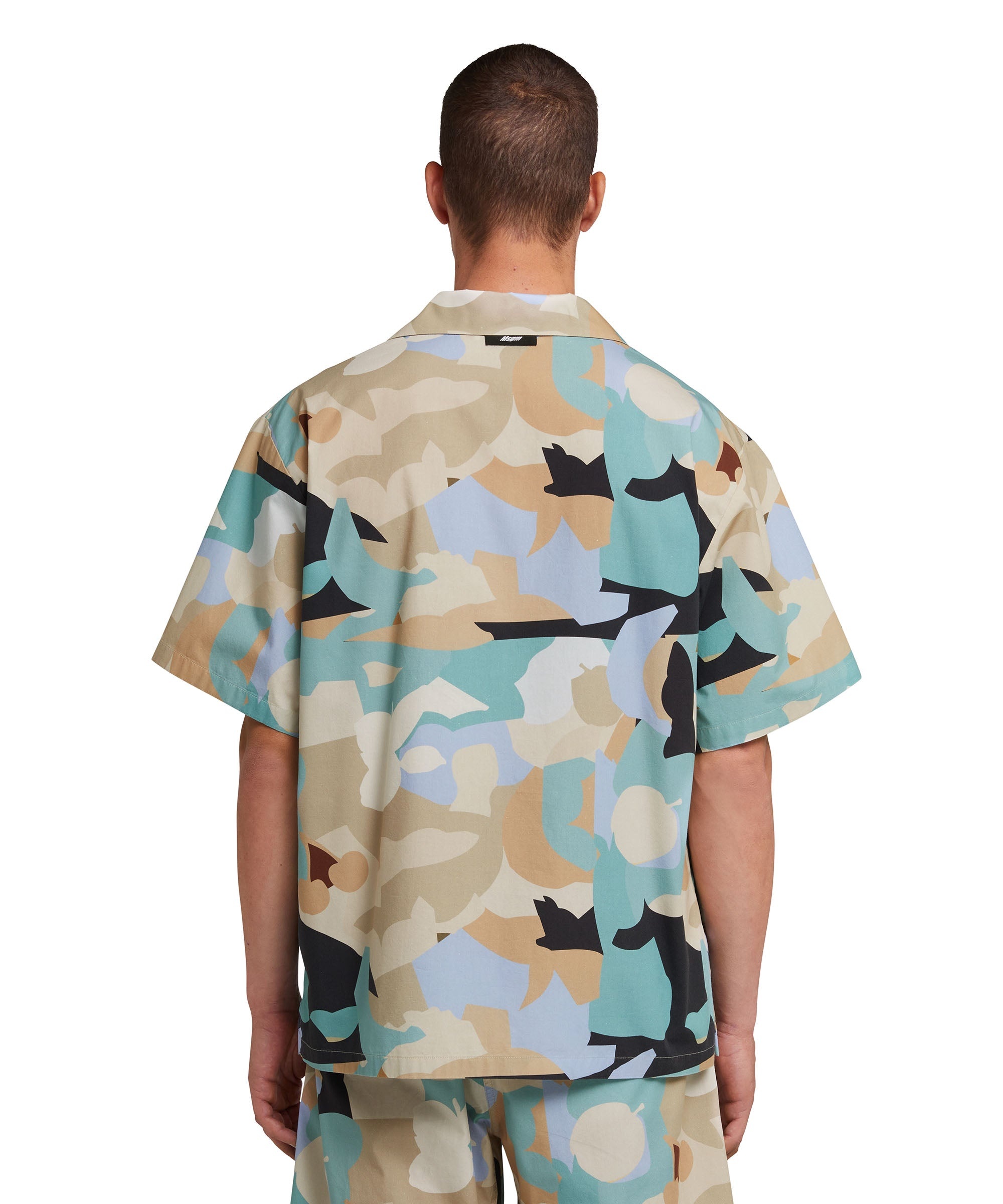 Poplin bowling shirt with "geo camo" print - 3
