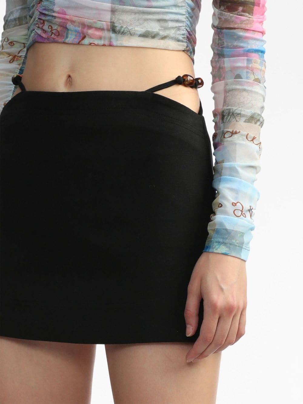 bead-embellished organic cotton miniskirt - 5